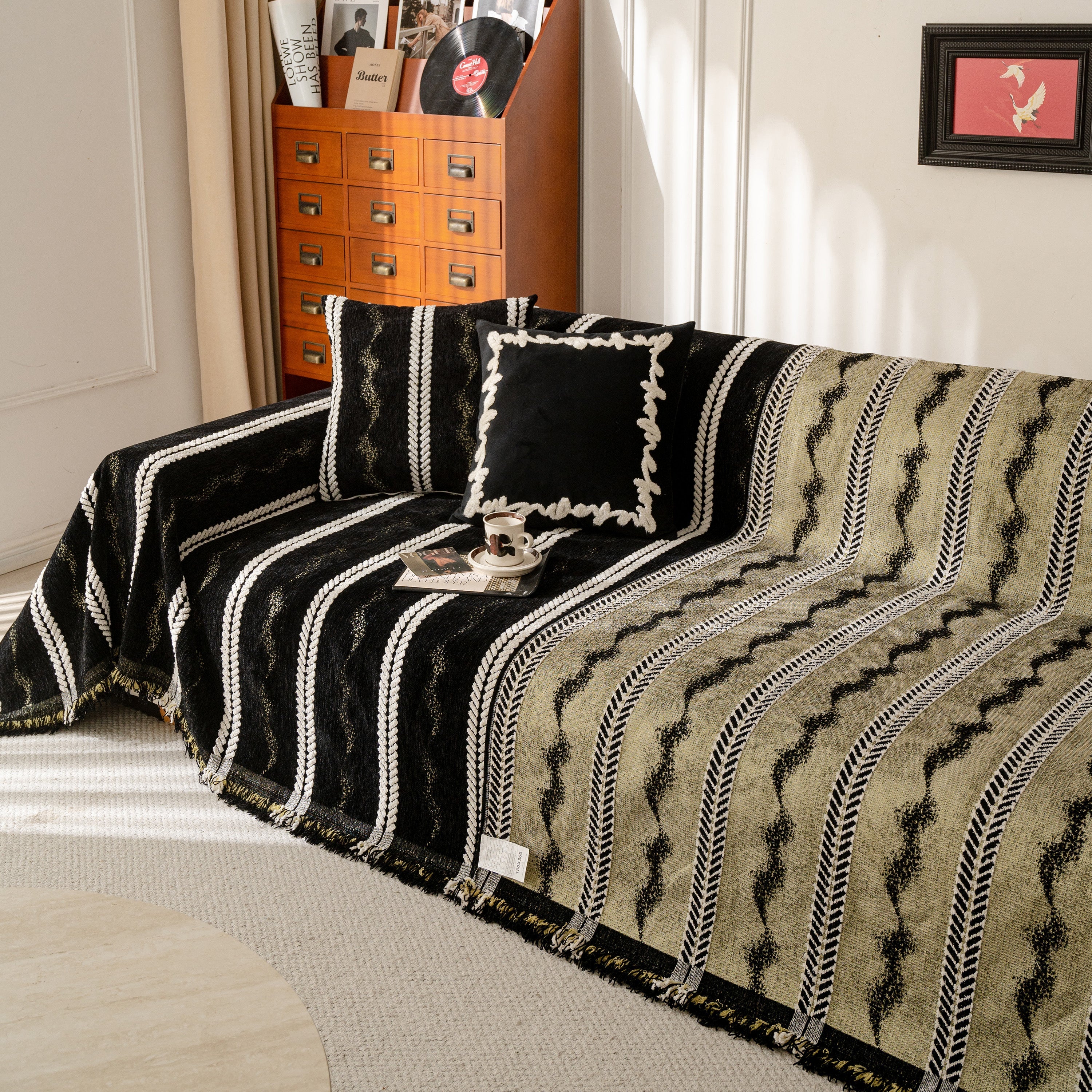 Boho Couch Throw Blanket with Textured Stripes, Sofa Cover for Living Room Decor - Image 74