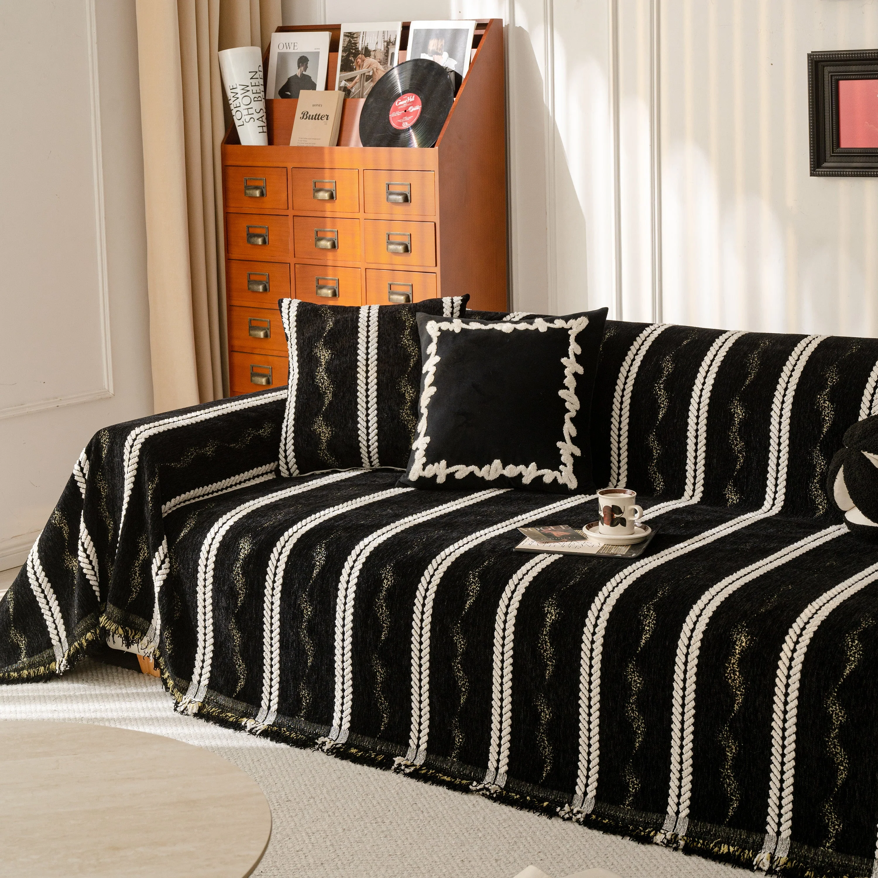 Boho Couch Throw Blanket with Textured Stripes, Sofa Cover for Living Room Decor - Image 75