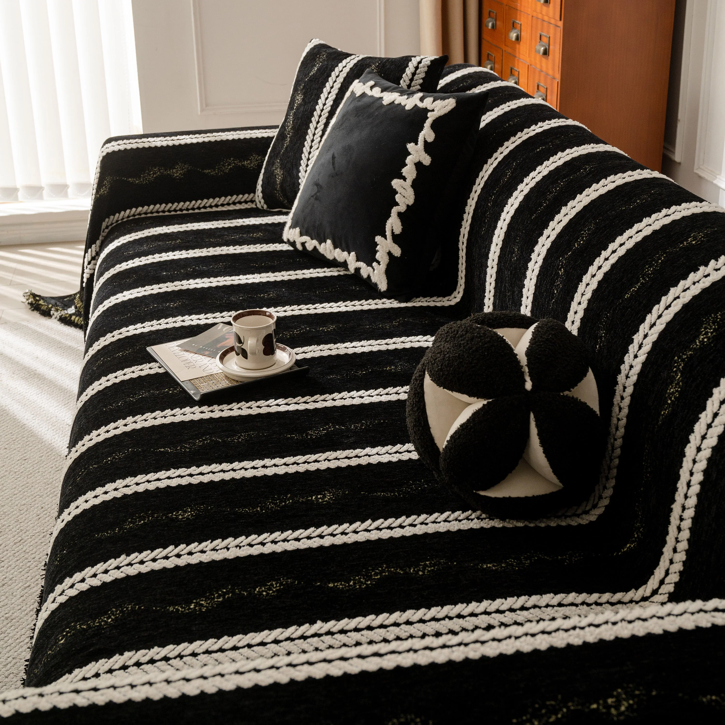 Boho Couch Throw Blanket with Textured Stripes, Sofa Cover for Living Room Decor - Image 76