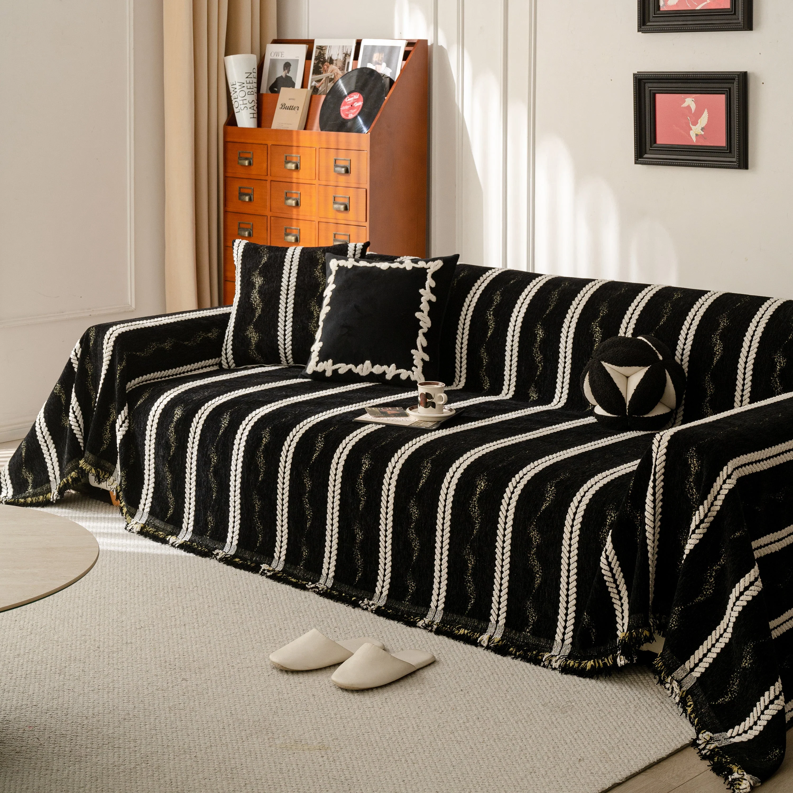 Boho Couch Throw Blanket with Textured Stripes, Sofa Cover for Living Room Decor - Image 79