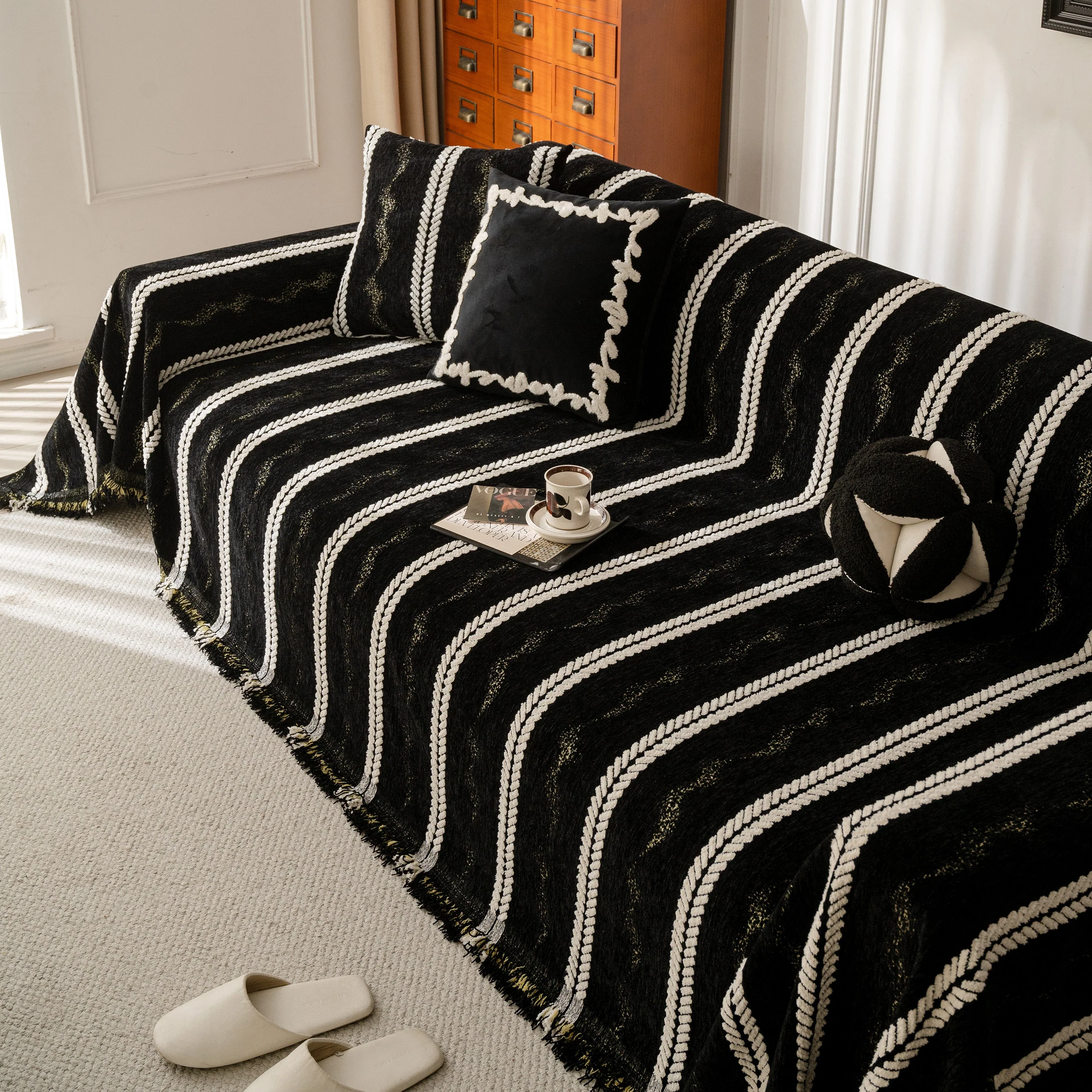 Boho Couch Throw Blanket with Textured Stripes, Sofa Cover for Living Room Decor - Image 83
