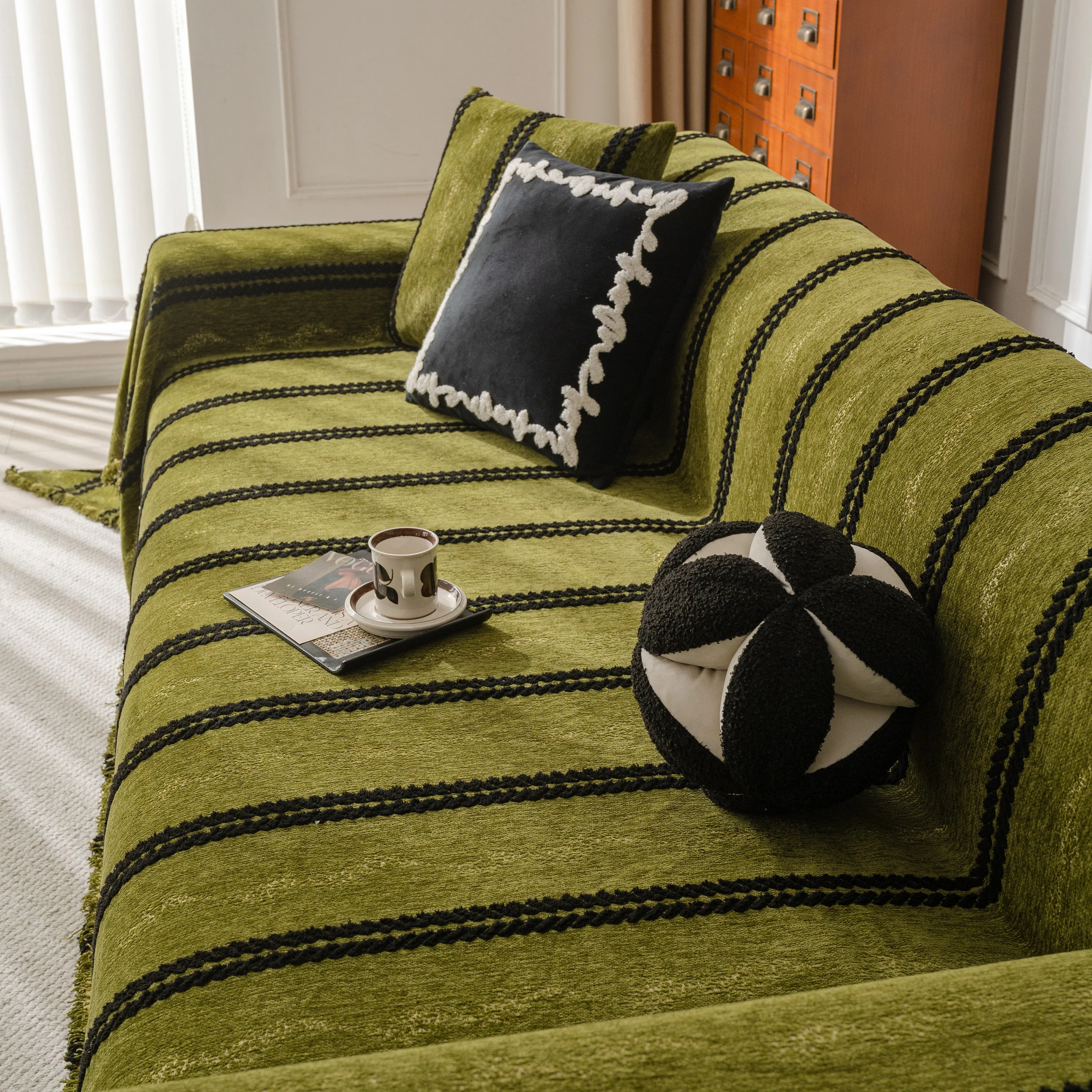 Boho Couch Throw Blanket with Textured Stripes, Sofa Cover for Living Room Decor - Image 9