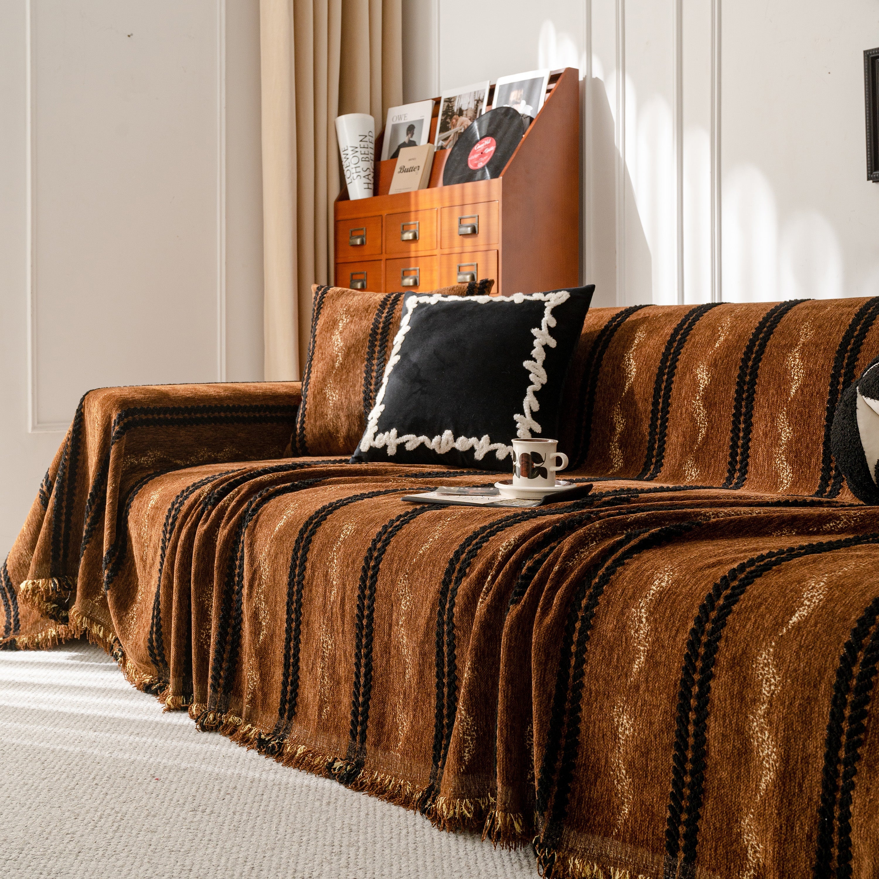 Boho Couch Throw Blanket with Textured Stripes, Sofa Cover for Living Room Decor - Image 92