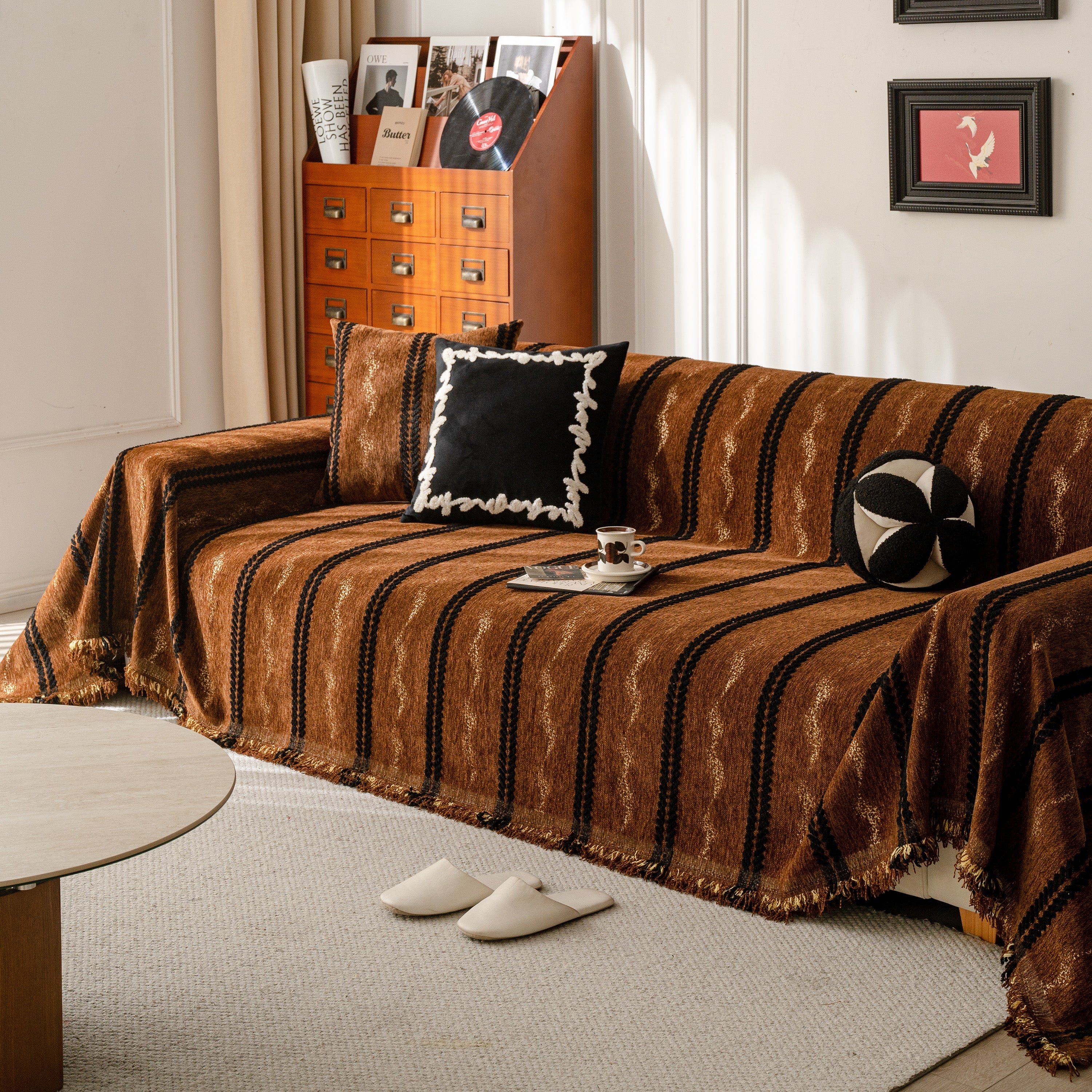 Boho Couch Throw Blanket with Textured Stripes, Sofa Cover for Living Room Decor - Image 98