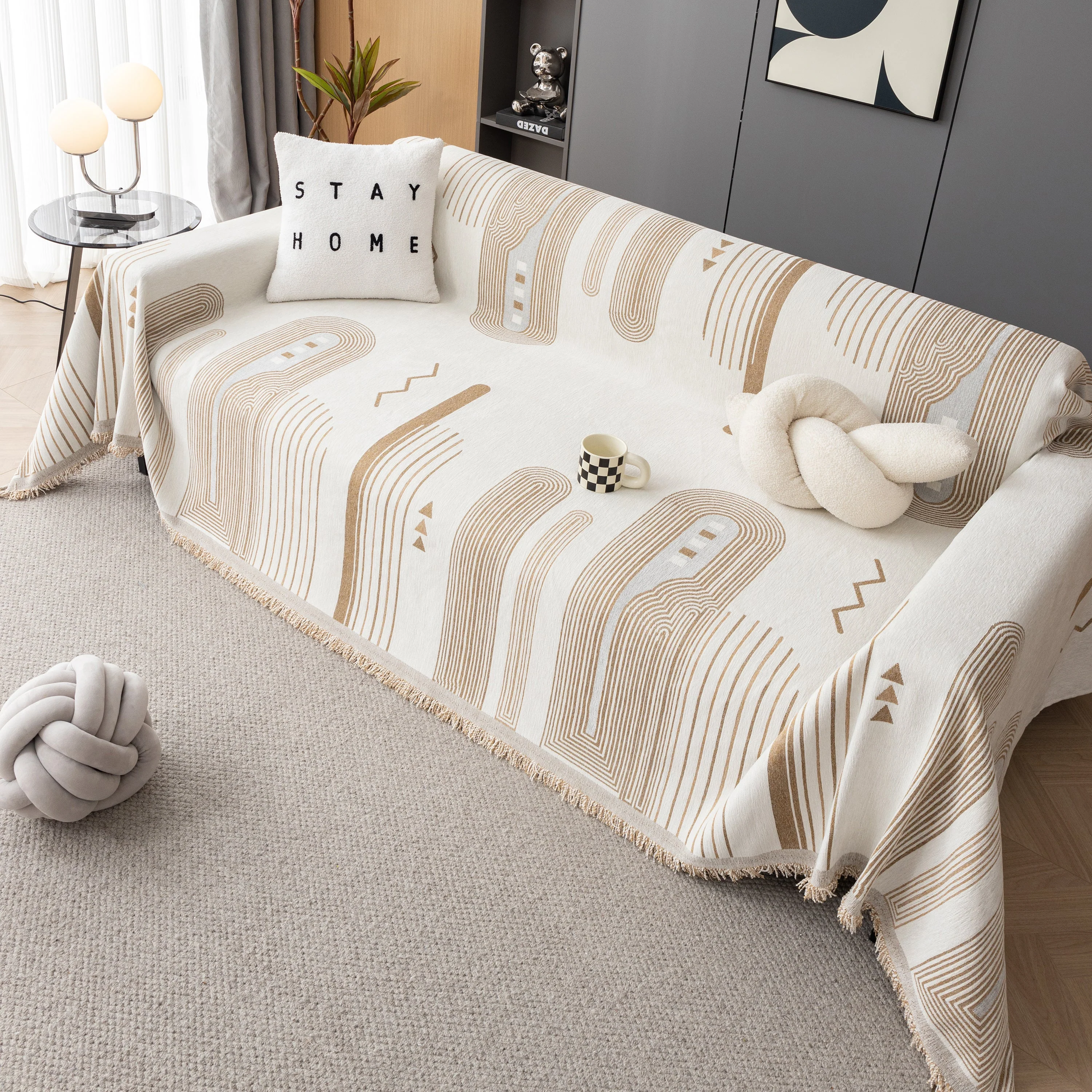 Boho Couch Throw Covers with Tassel Thick Durable Sofa Cover Blanket Furniture Slipcover Sectional - Image 10