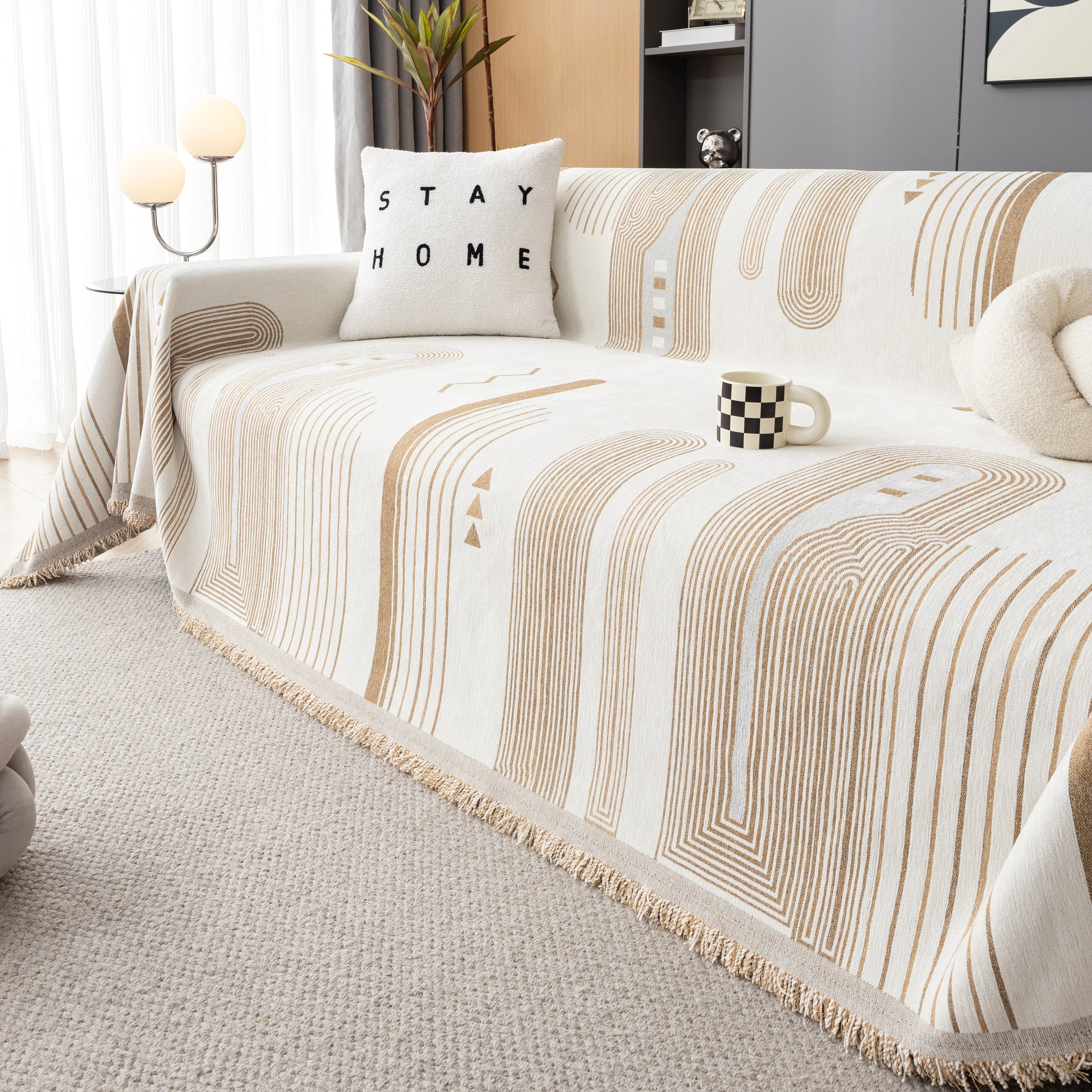 Boho Couch Throw Covers with Tassel Thick Durable Sofa Cover Blanket Furniture Slipcover Sectional - Image 12