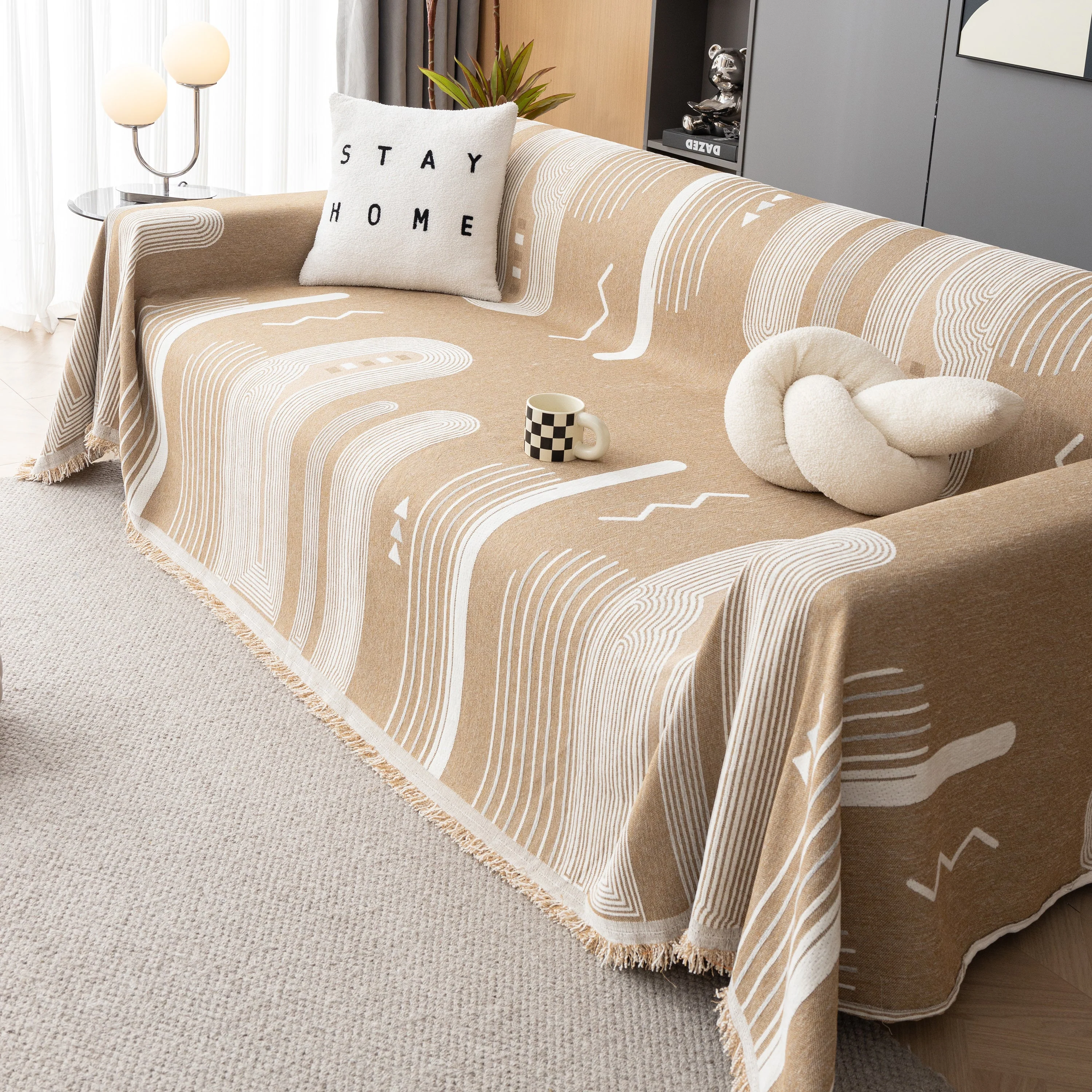 Boho Couch Throw Covers with Tassel Thick Durable Sofa Cover Blanket Furniture Slipcover Sectional - Image 13