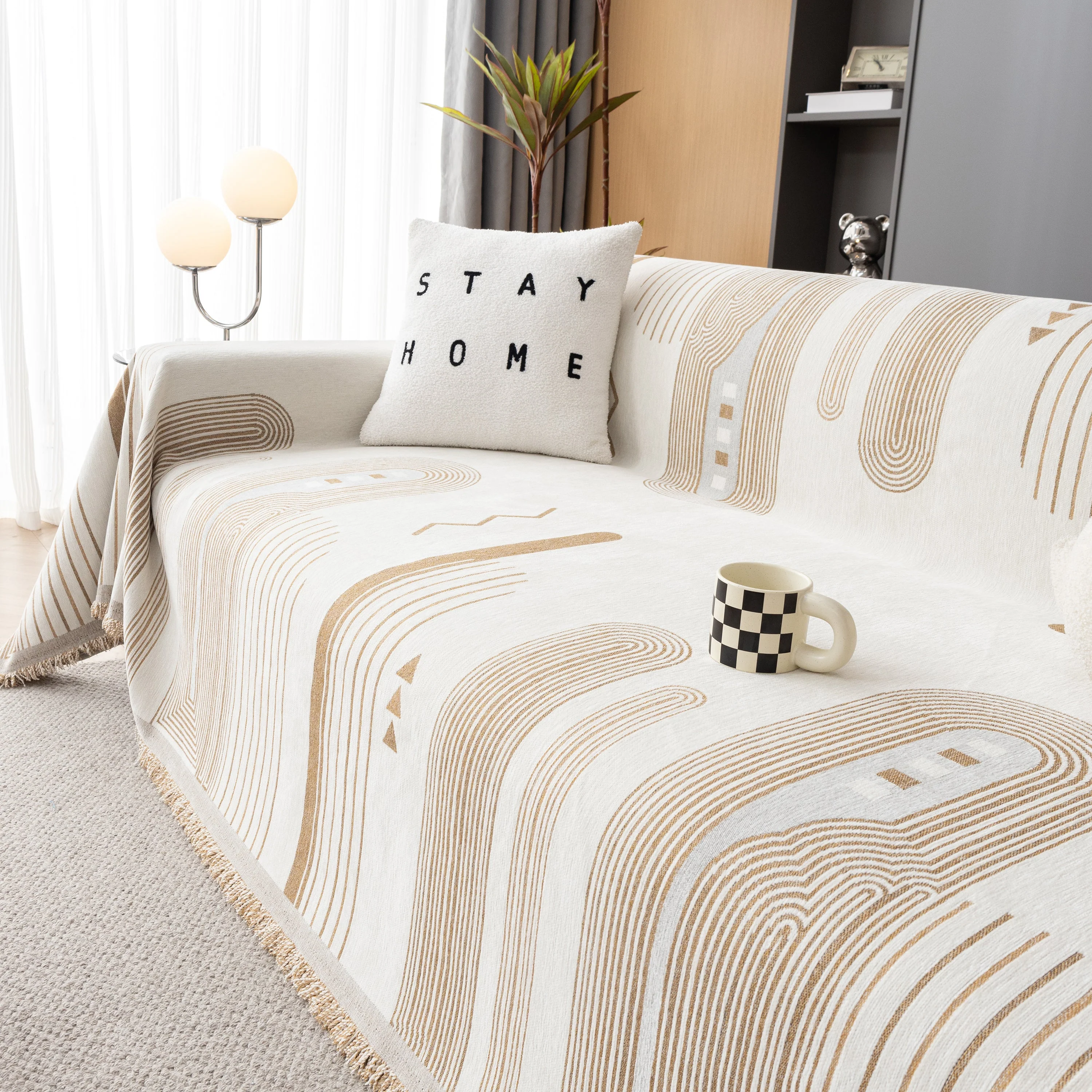 Boho Couch Throw Covers with Tassel Thick Durable Sofa Cover Blanket Furniture Slipcover Sectional - Image 15