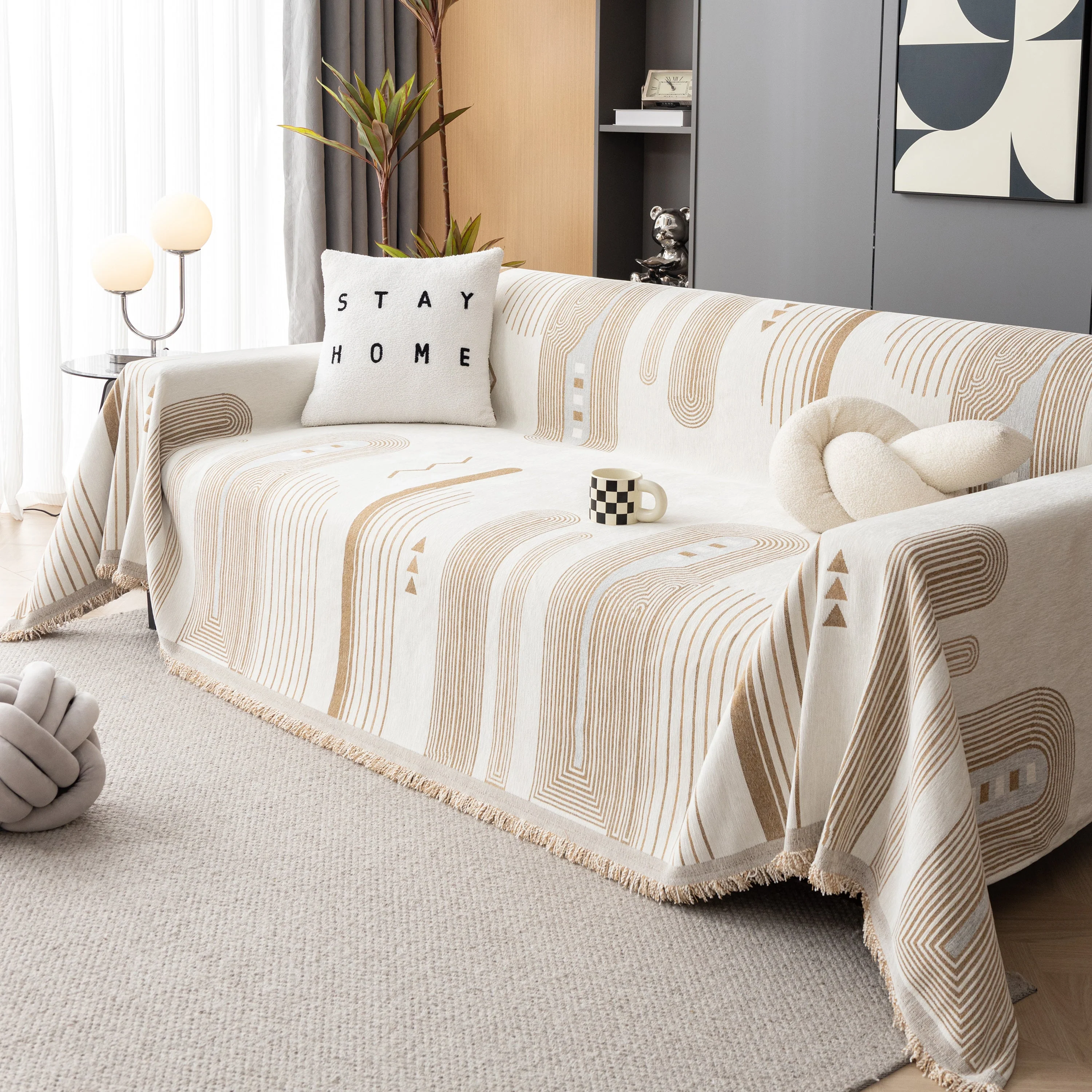 Boho Couch Throw Covers with Tassel Thick Durable Sofa Cover Blanket Furniture Slipcover Sectional - Image 16