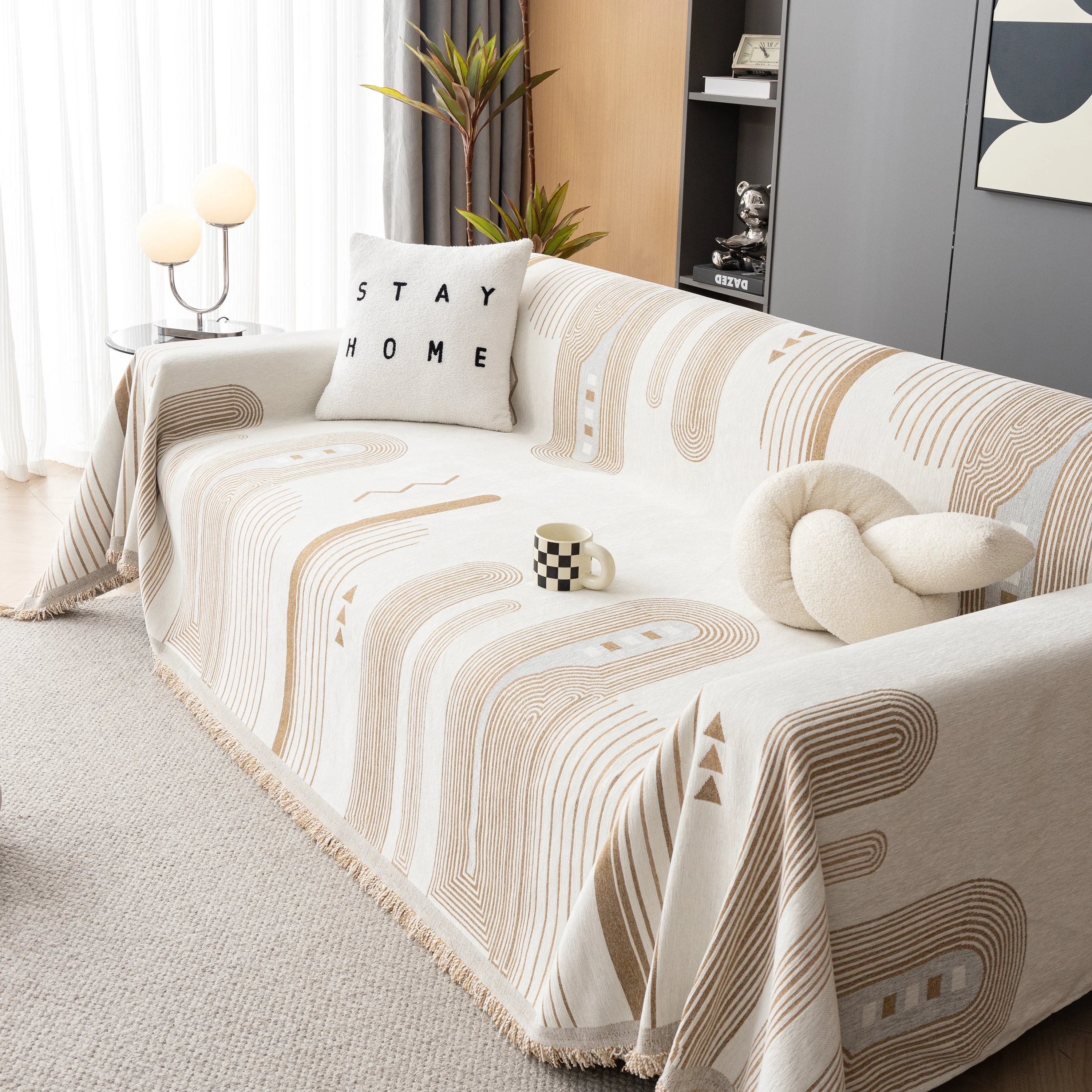 Boho Couch Throw Covers with Tassel Thick Durable Sofa Cover Blanket Furniture Slipcover Sectional - Image 17