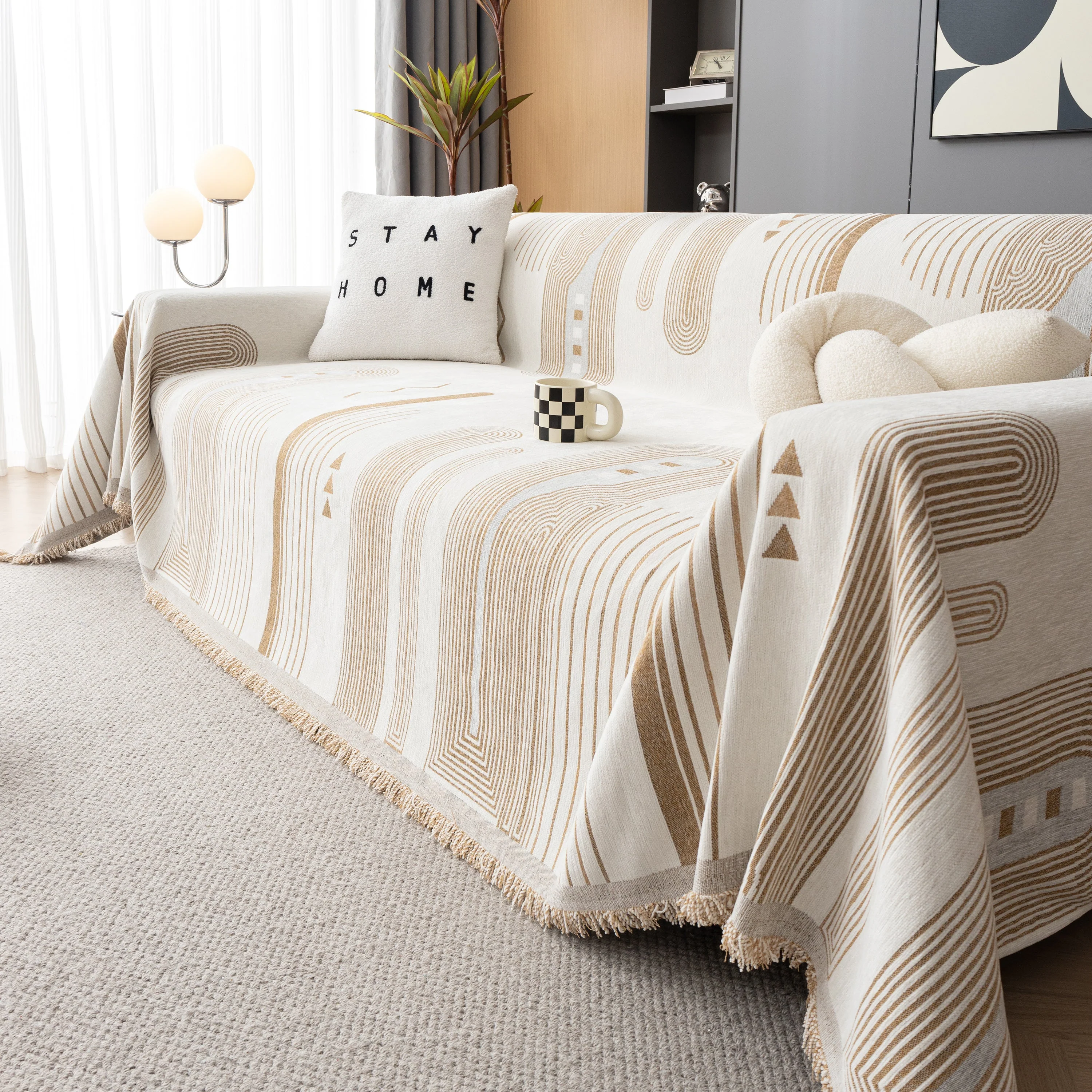 Boho Couch Throw Covers with Tassel Thick Durable Sofa Cover Blanket Furniture Slipcover Sectional - Image 18