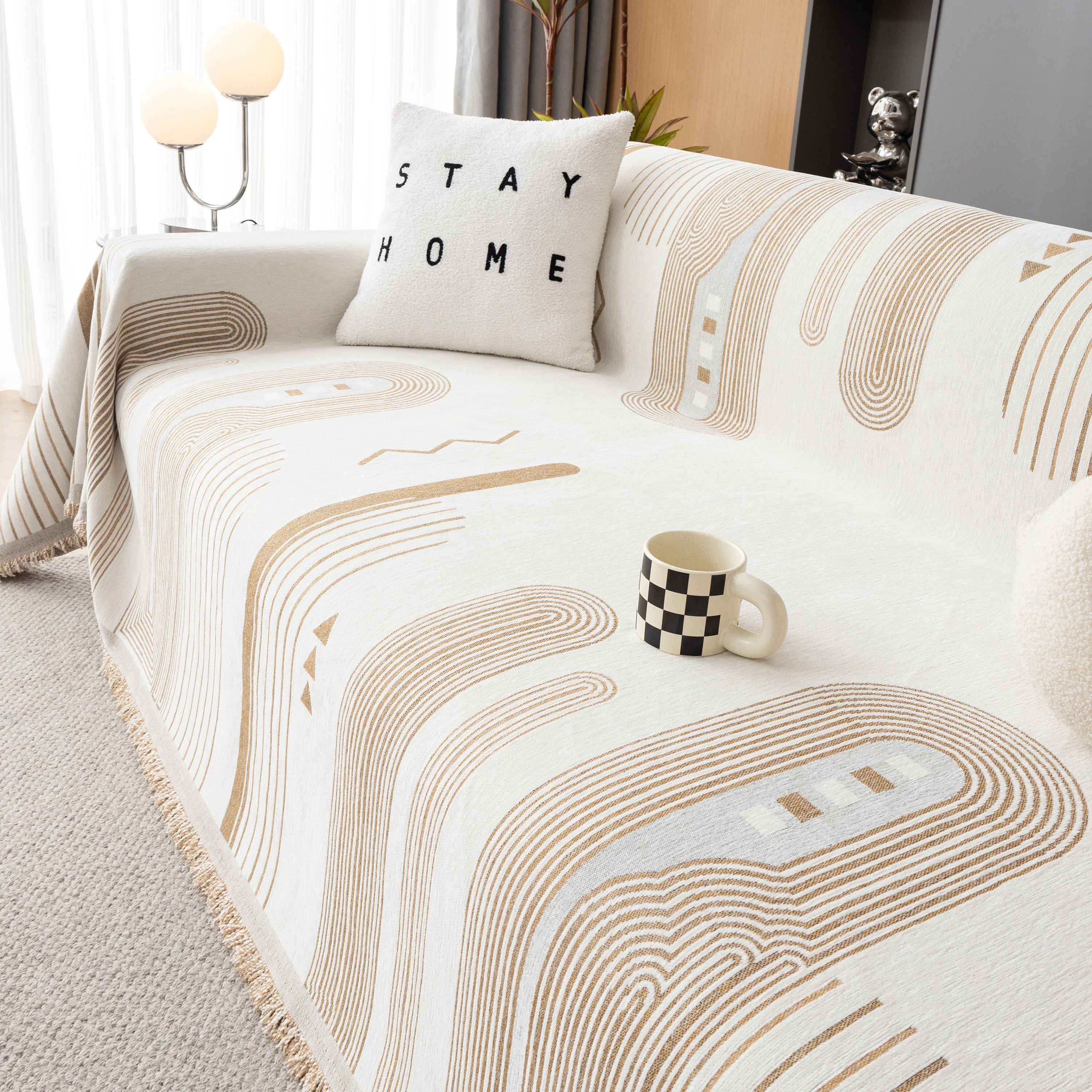 Boho Couch Throw Covers with Tassel Thick Durable Sofa Cover Blanket Furniture Slipcover Sectional - Image 19