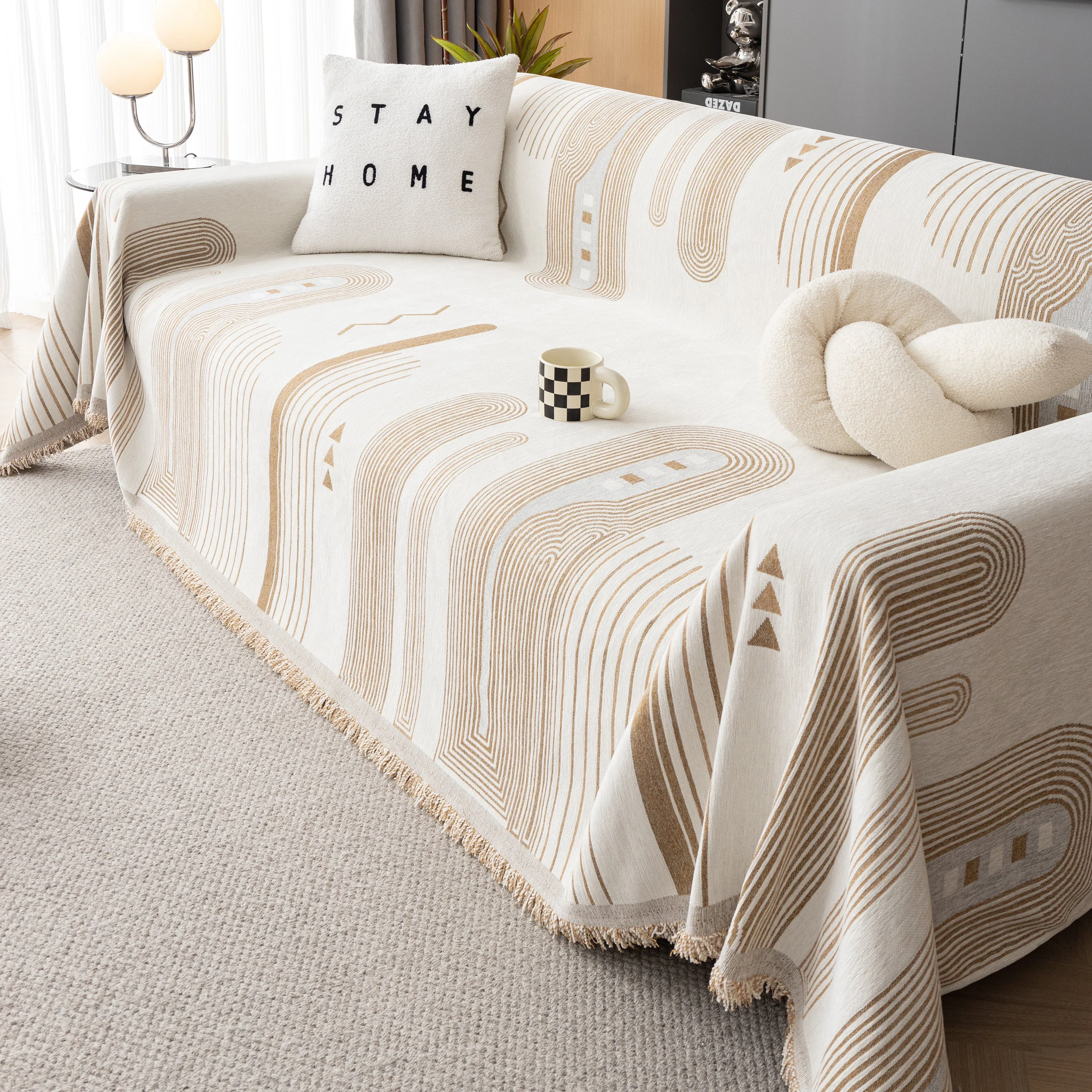 Boho Couch Throw Covers with Tassel Thick Durable Sofa Cover Blanket Furniture Slipcover Sectional - Image 20