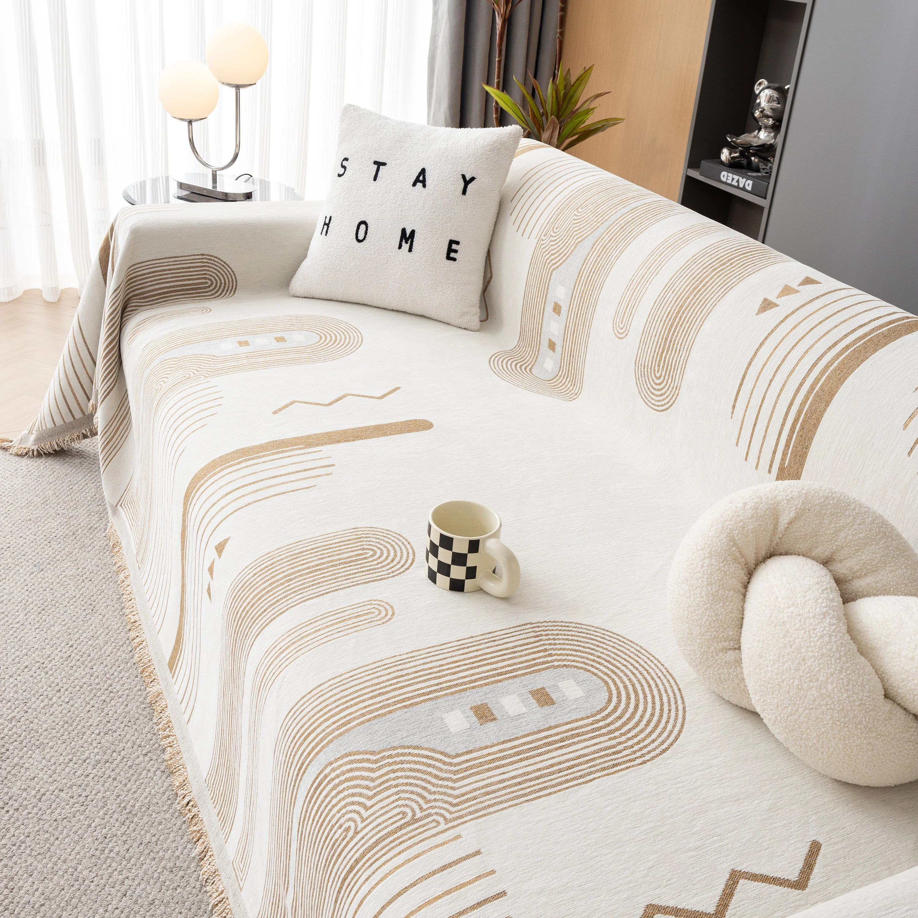 Boho Couch Throw Covers with Tassel Thick Durable Sofa Cover Blanket Furniture Slipcover Sectional - Image 21