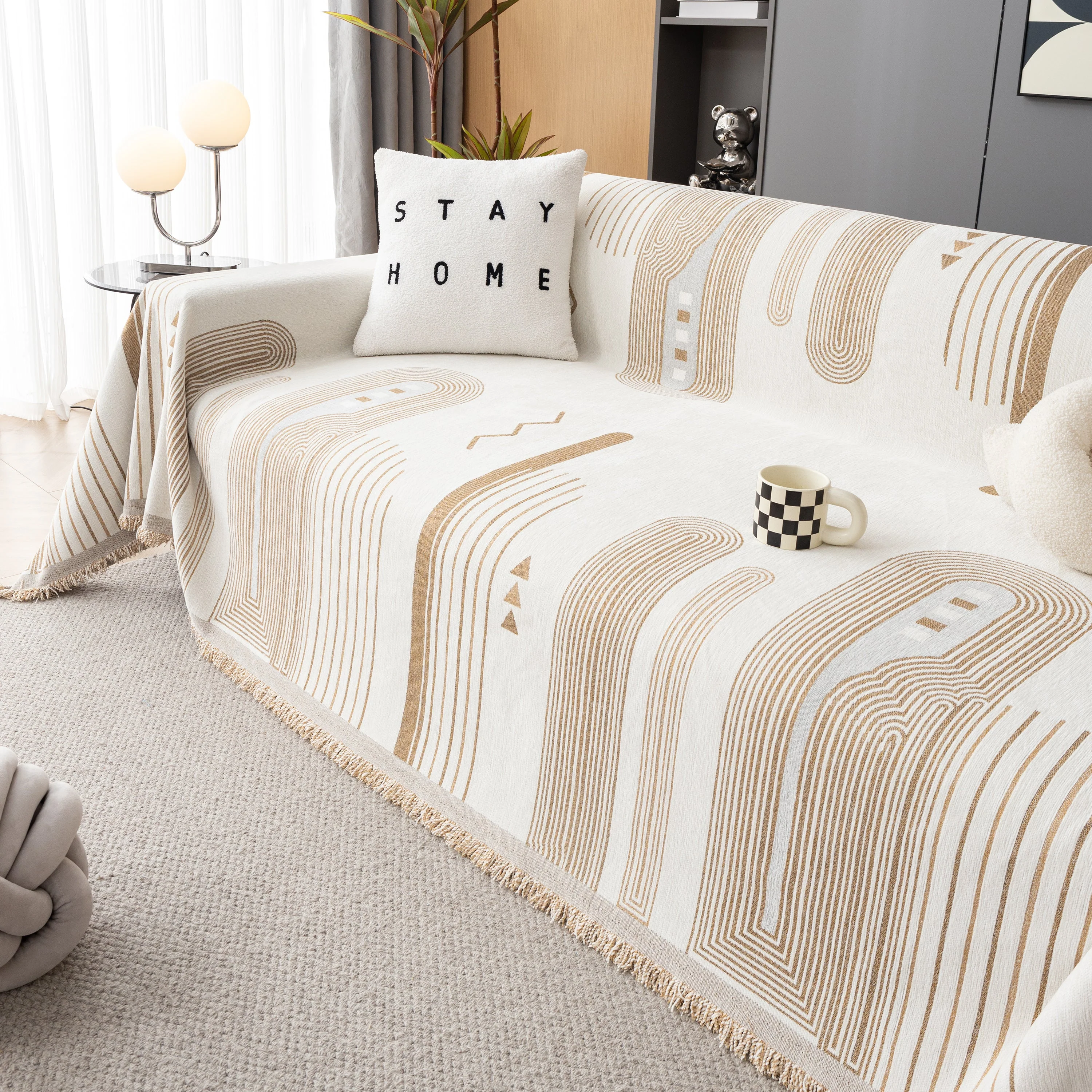 Boho Couch Throw Covers with Tassel Thick Durable Sofa Cover Blanket Furniture Slipcover Sectional - Image 22