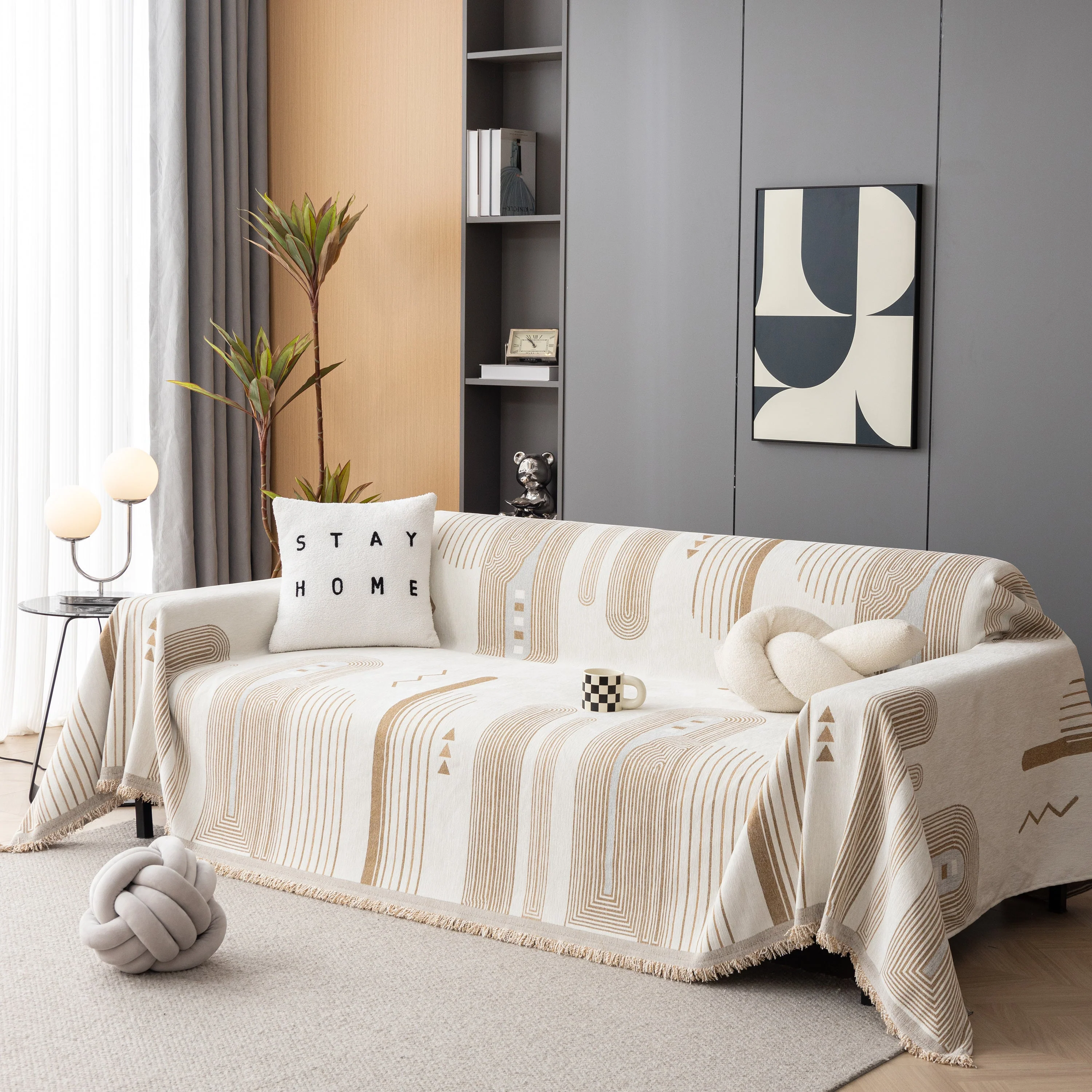 Boho Couch Throw Covers with Tassel Thick Durable Sofa Cover Blanket Furniture Slipcover Sectional - Image 23