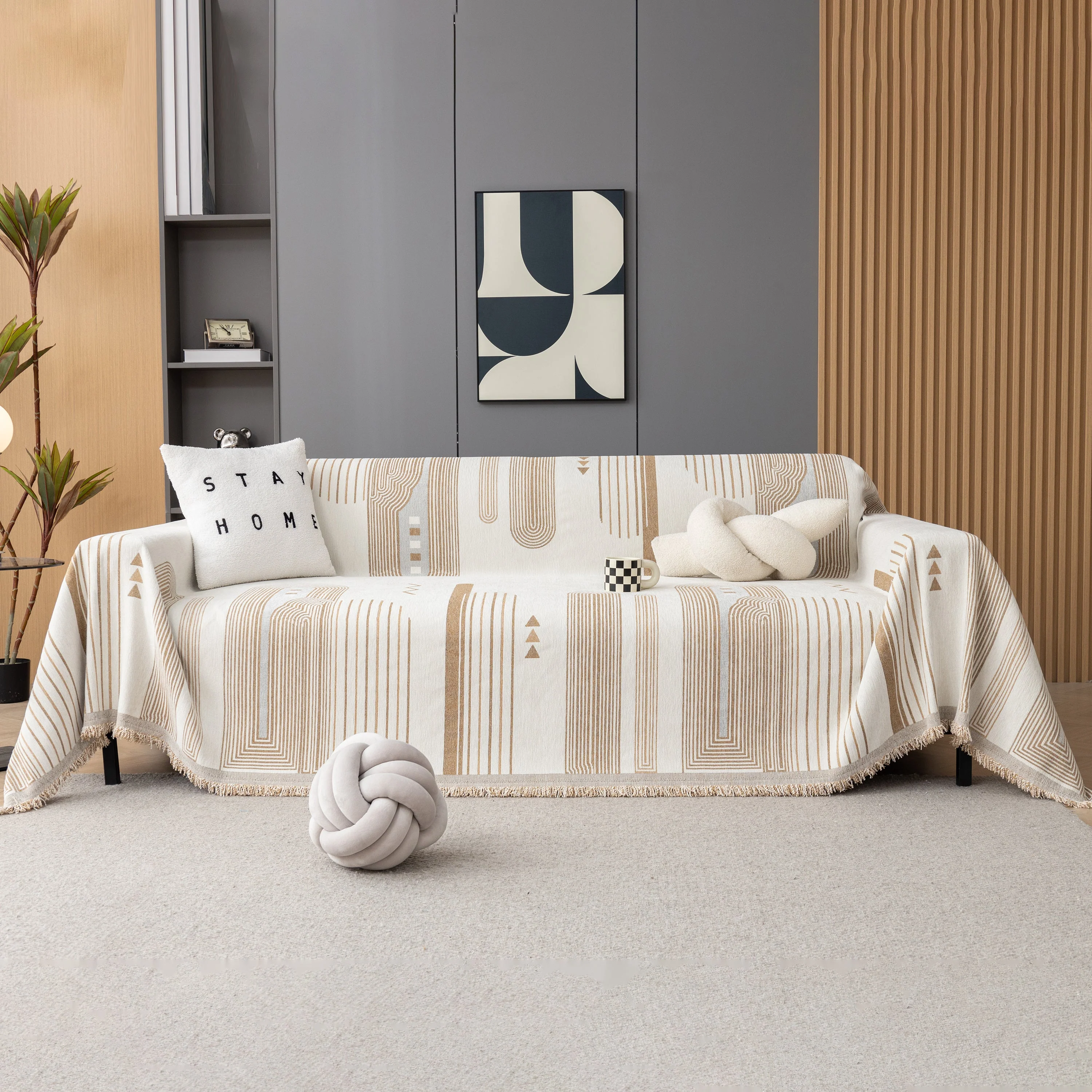 Boho Couch Throw Covers with Tassel Thick Durable Sofa Cover Blanket Furniture Slipcover Sectional - Image 24