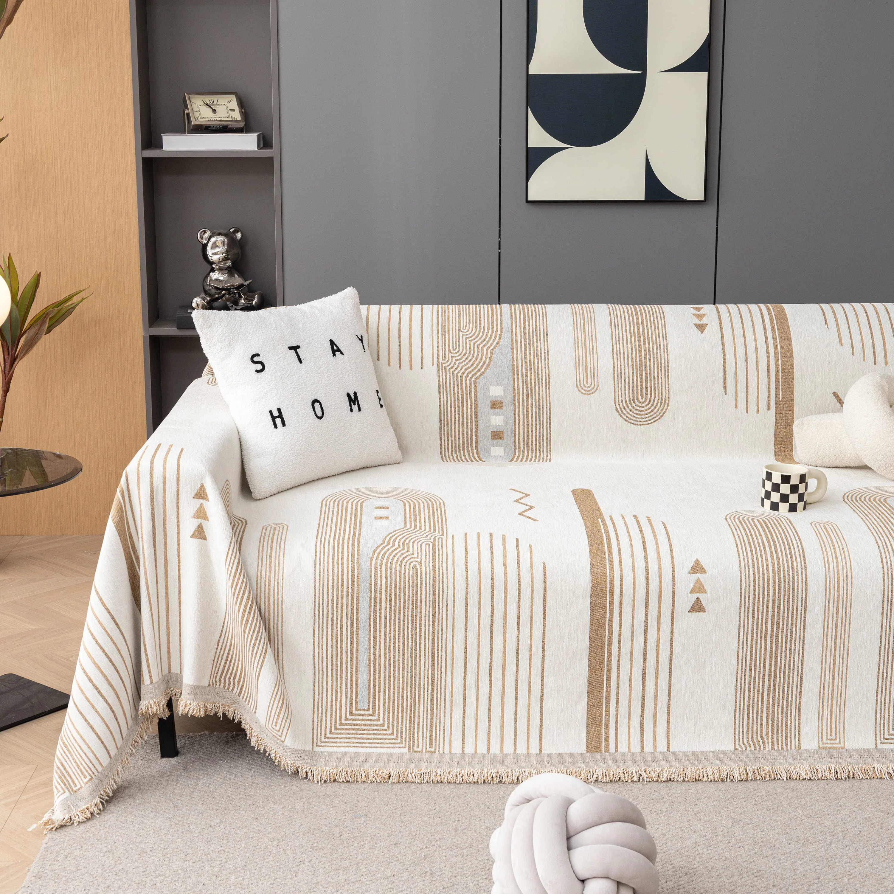 Boho Couch Throw Covers with Tassel Thick Durable Sofa Cover Blanket Furniture Slipcover Sectional - Image 25