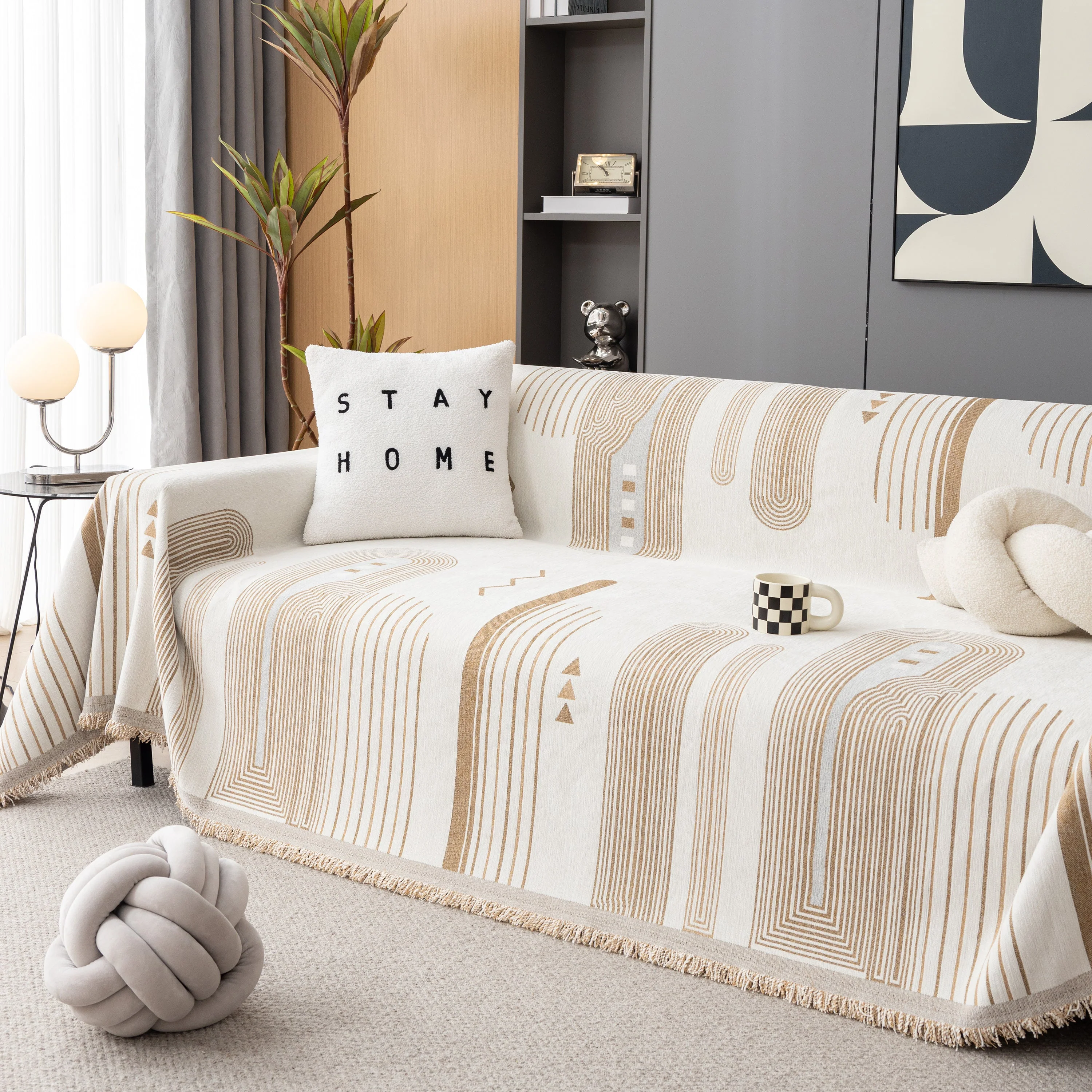 Boho Couch Throw Covers with Tassel Thick Durable Sofa Cover Blanket Furniture Slipcover Sectional - Image 26