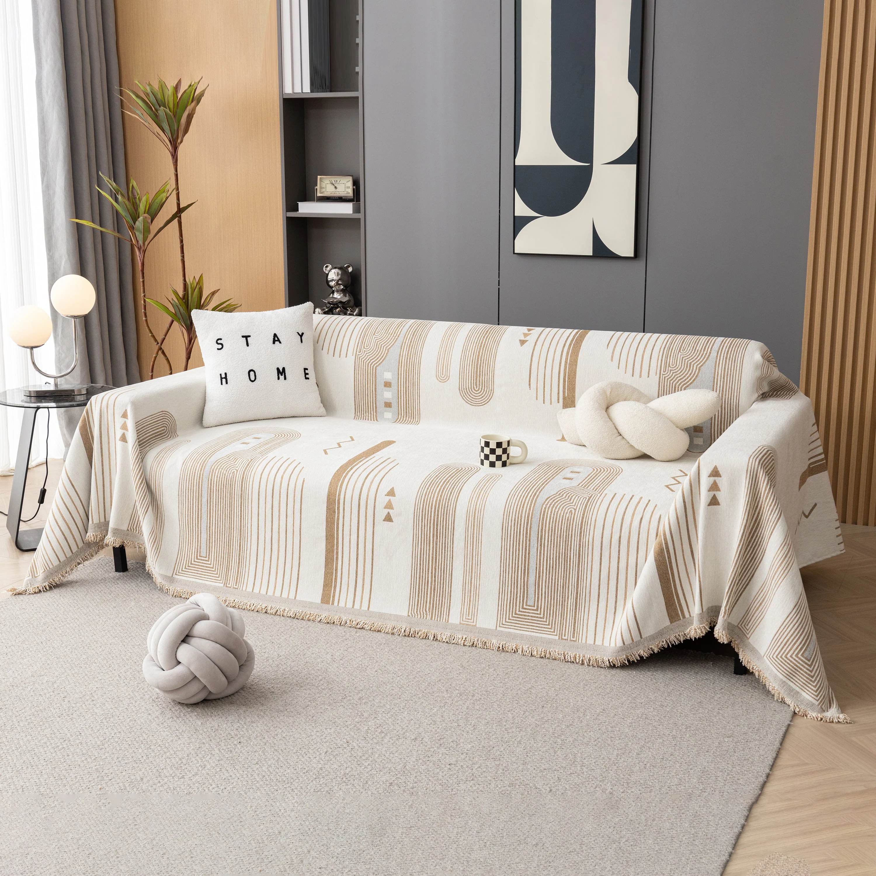 Boho Couch Throw Covers with Tassel Thick Durable Sofa Cover Blanket Furniture Slipcover Sectional - Image 27