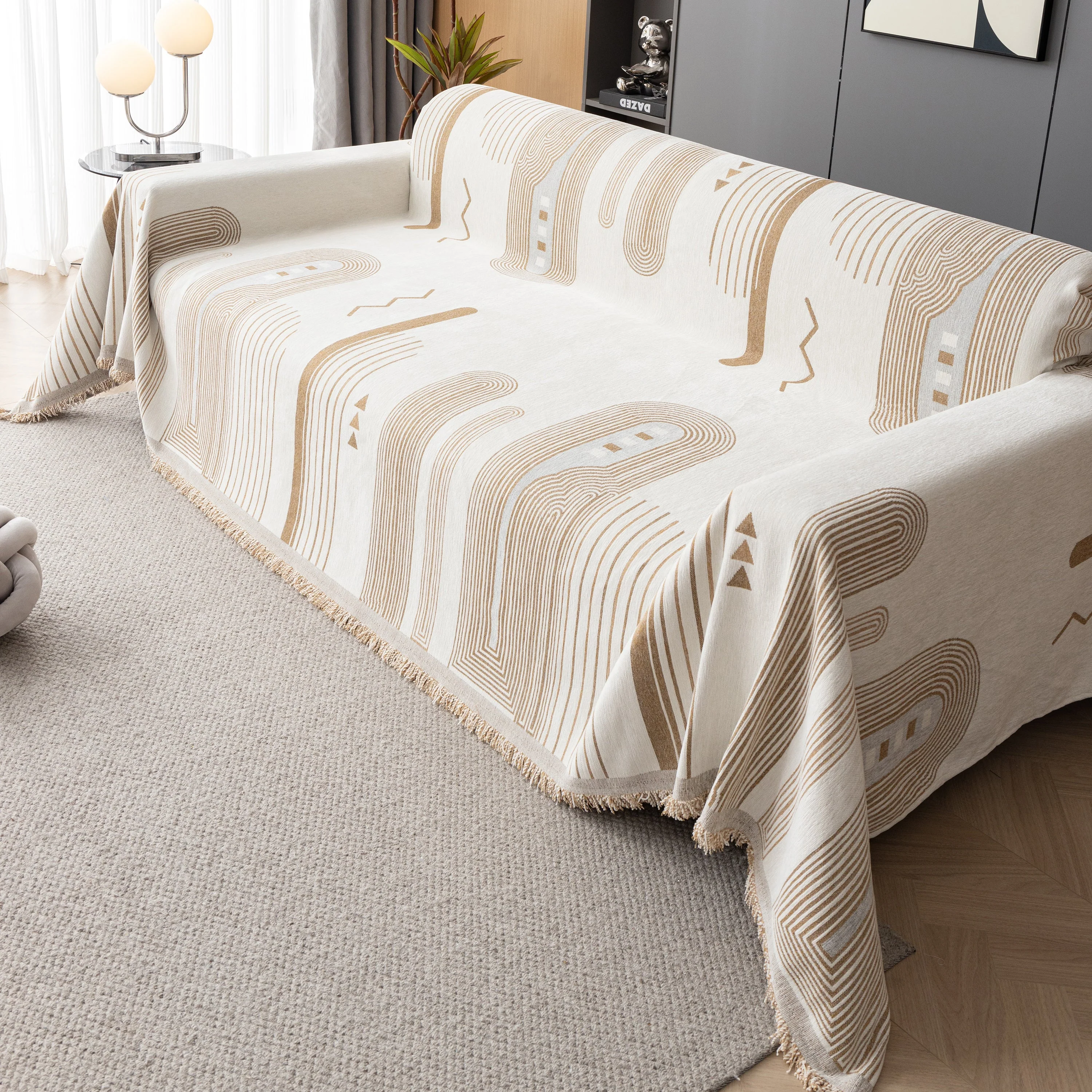 Boho Couch Throw Covers with Tassel Thick Durable Sofa Cover Blanket Furniture Slipcover Sectional - Image 29