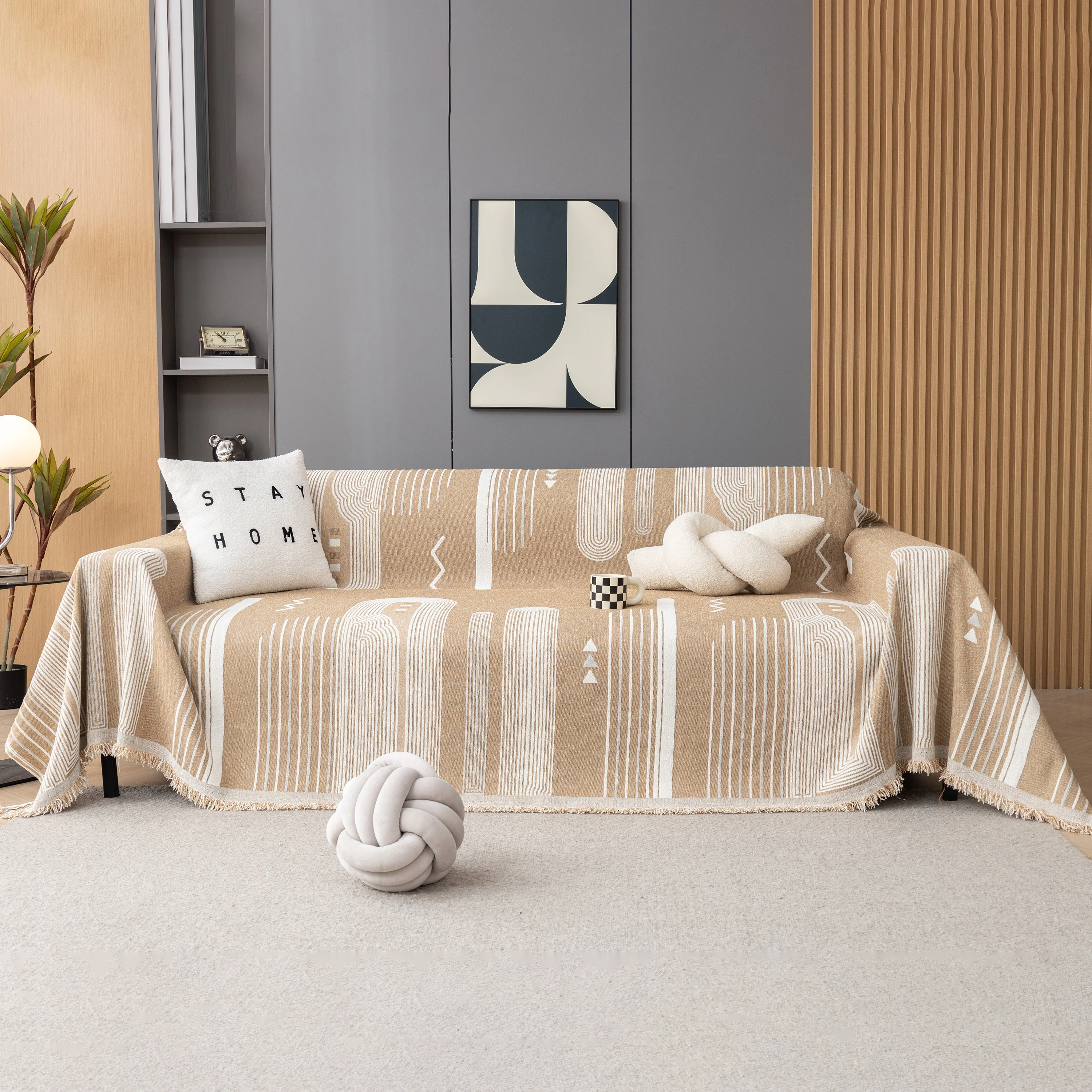 Boho Couch Throw Covers with Tassel Thick Durable Sofa Cover Blanket Furniture Slipcover Sectional - Image 3