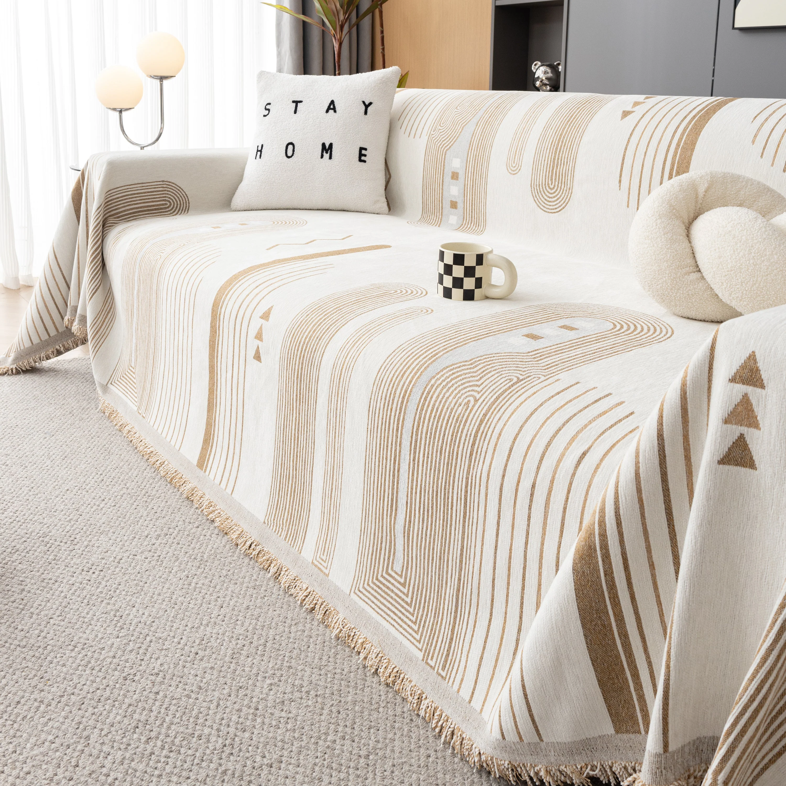 Boho Couch Throw Covers with Tassel Thick Durable Sofa Cover Blanket Furniture Slipcover Sectional - Image 30