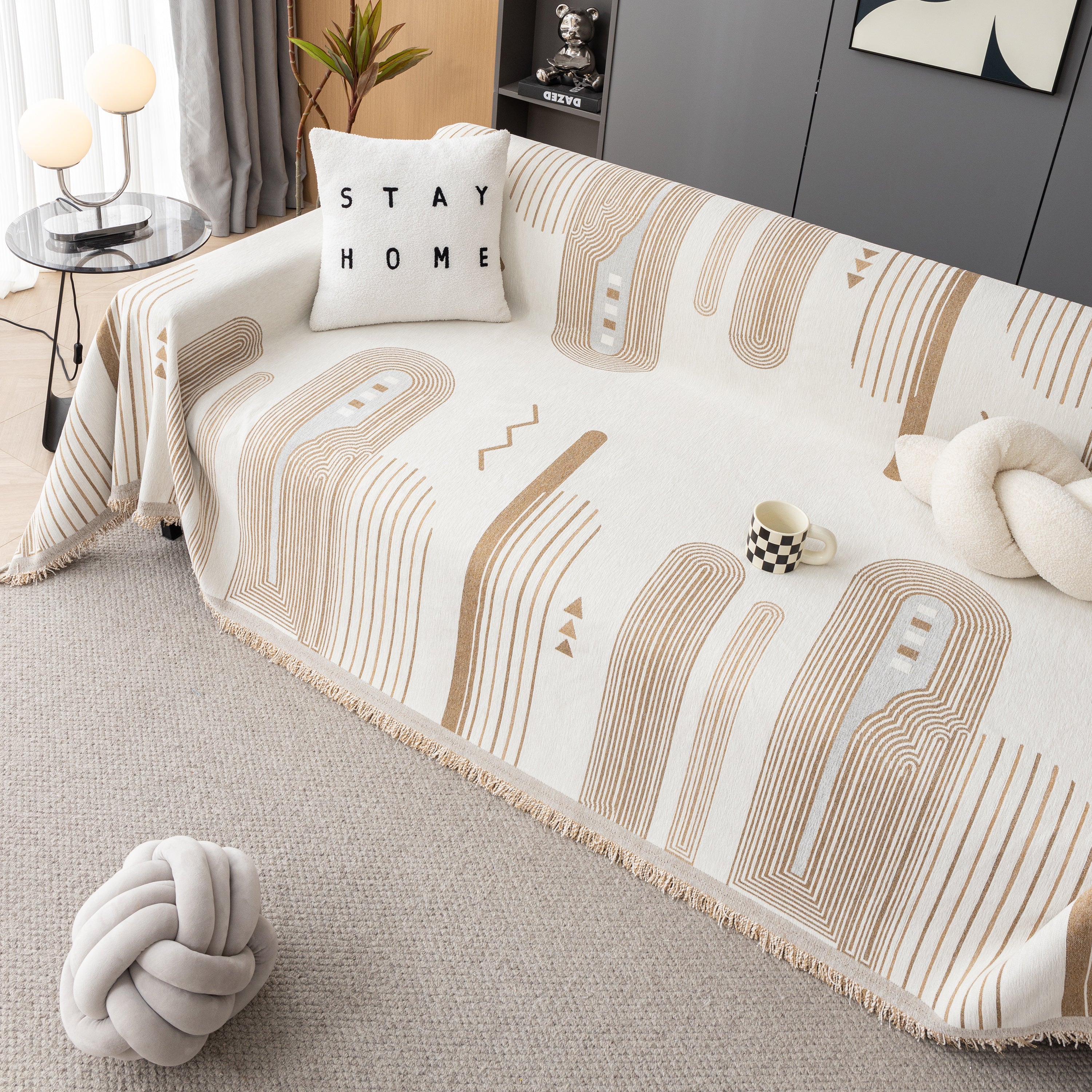Boho Couch Throw Covers with Tassel Thick Durable Sofa Cover Blanket Furniture Slipcover Sectional - Image 31
