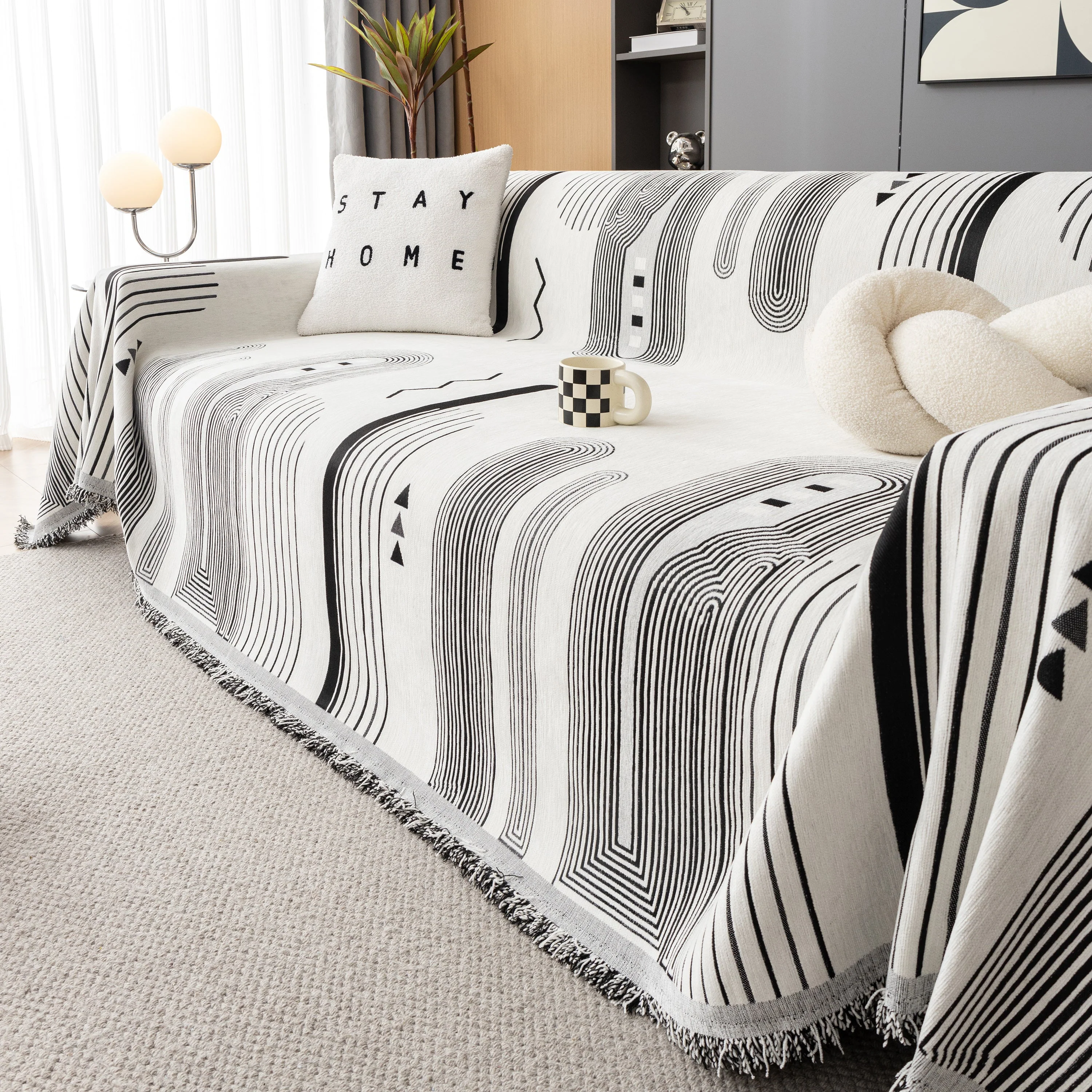 Boho Couch Throw Covers with Tassel Thick Durable Sofa Cover Blanket Furniture Slipcover Sectional - Image 32