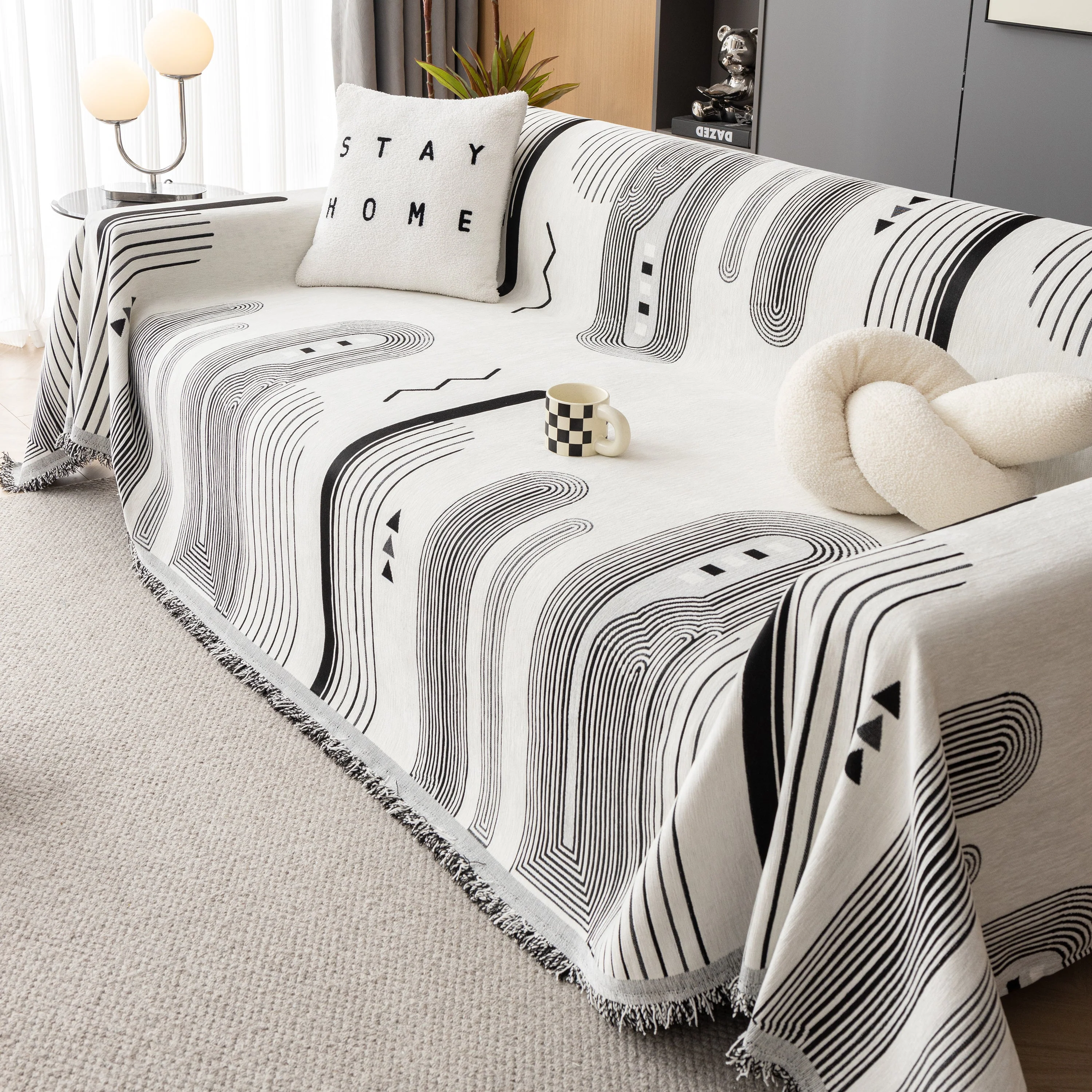 Boho Couch Throw Covers with Tassel Thick Durable Sofa Cover Blanket Furniture Slipcover Sectional - Image 39