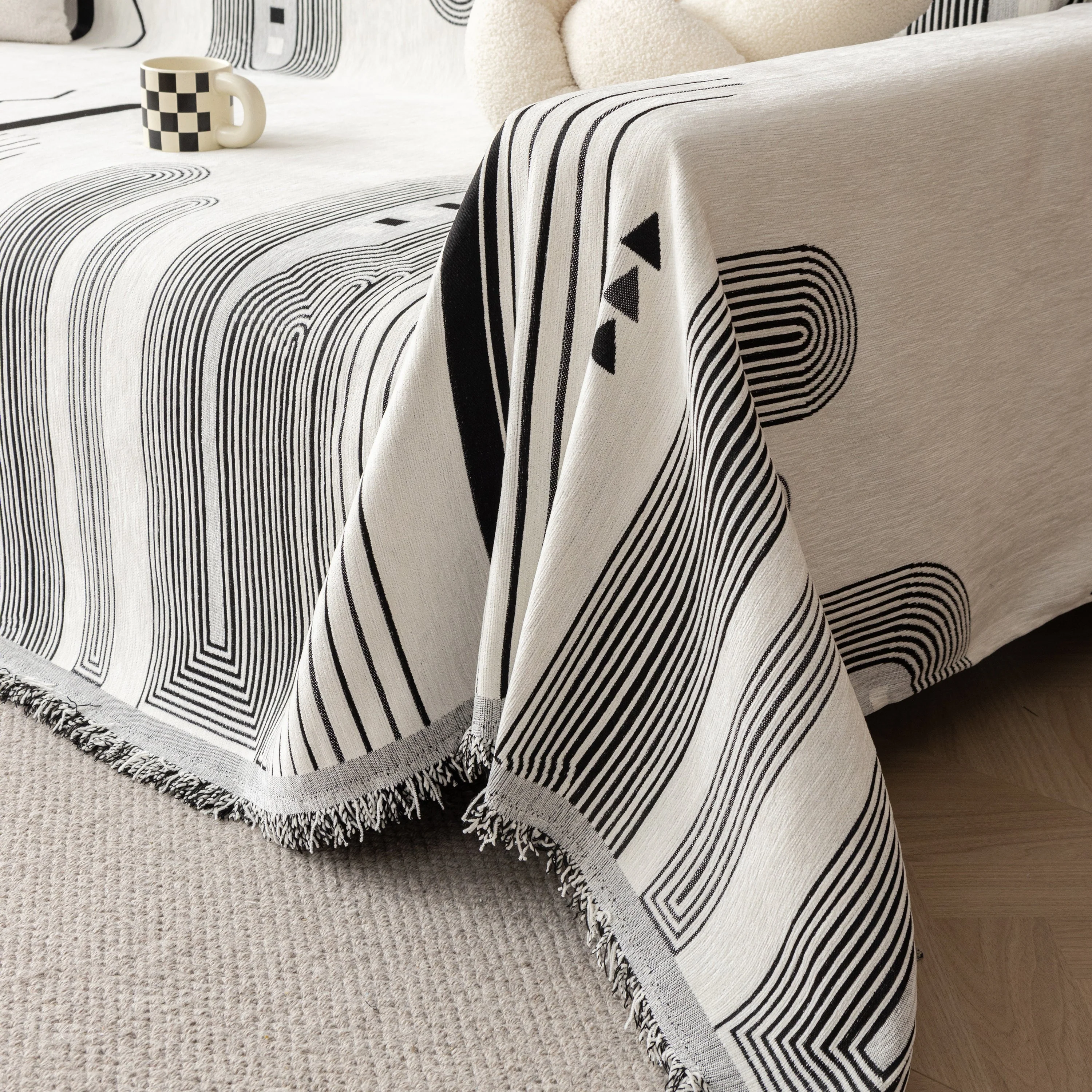 Boho Couch Throw Covers with Tassel Thick Durable Sofa Cover Blanket Furniture Slipcover Sectional - Image 42