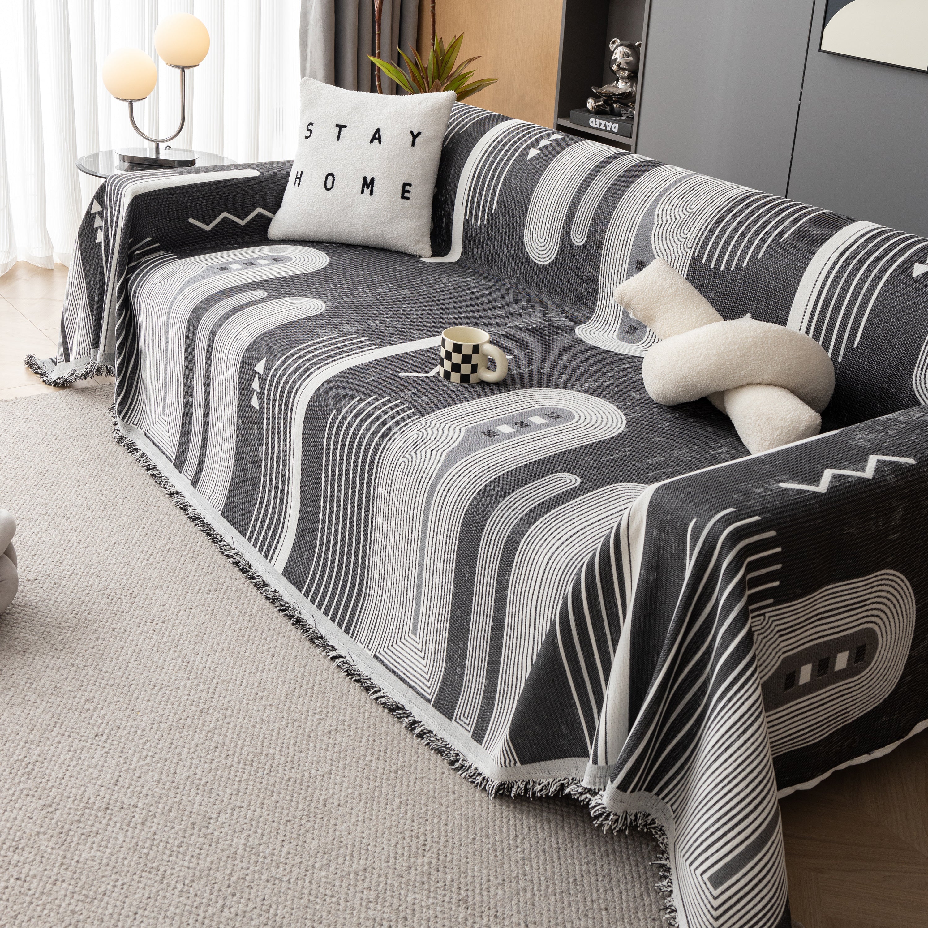 Boho Couch Throw Covers with Tassel Thick Durable Sofa Cover Blanket Furniture Slipcover Sectional - Image 43