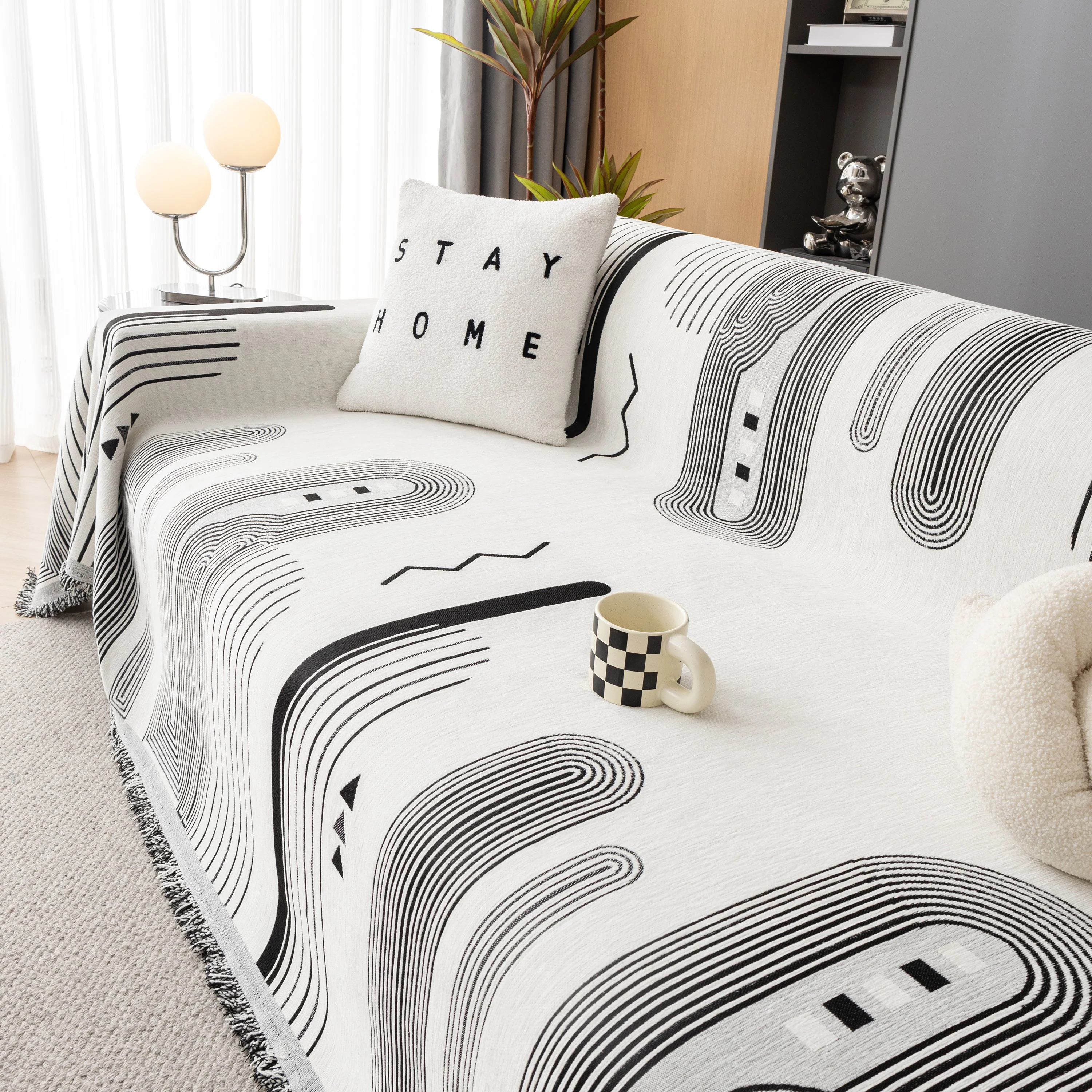 Boho Couch Throw Covers with Tassel Thick Durable Sofa Cover Blanket Furniture Slipcover Sectional - Image 46
