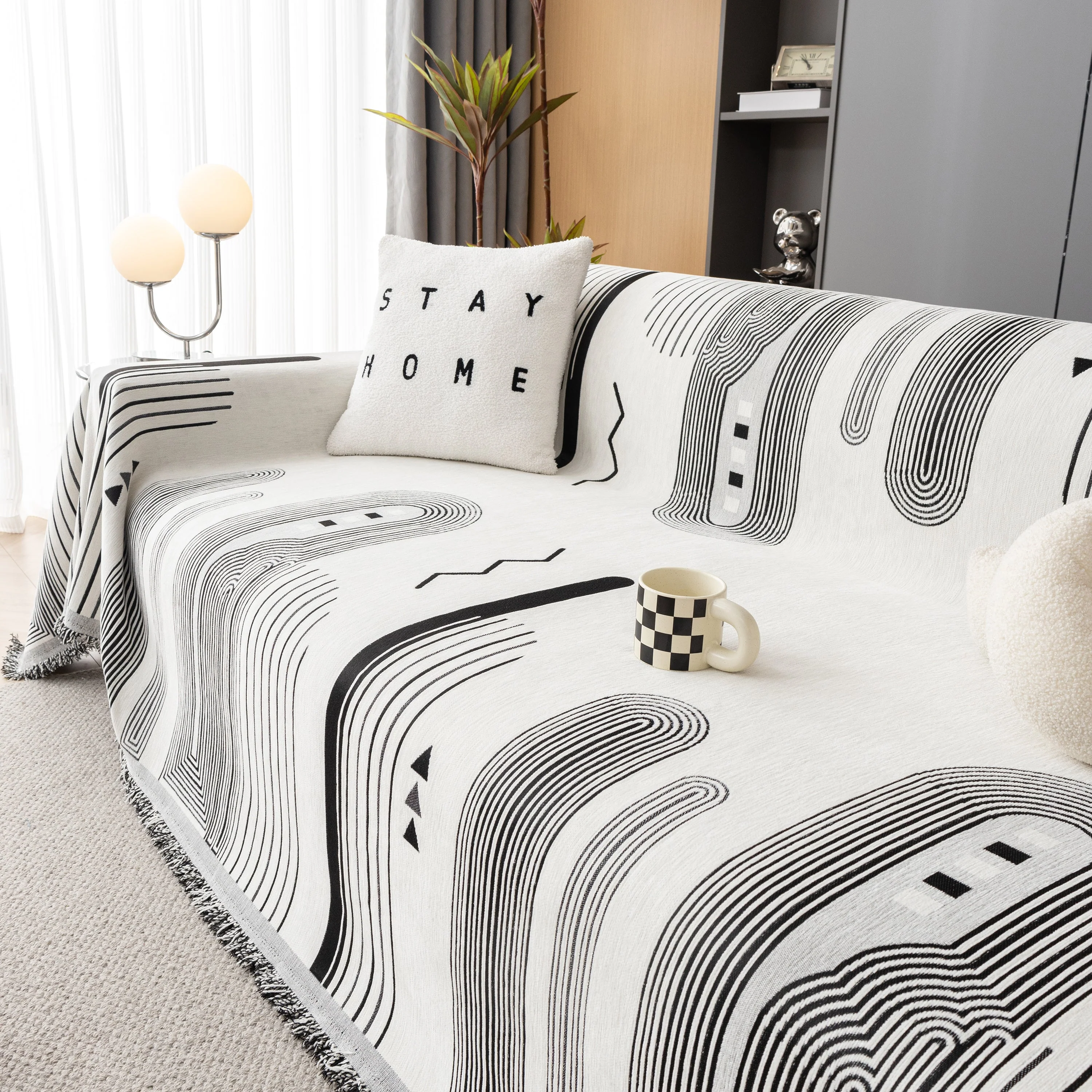 Boho Couch Throw Covers with Tassel Thick Durable Sofa Cover Blanket Furniture Slipcover Sectional - Image 47