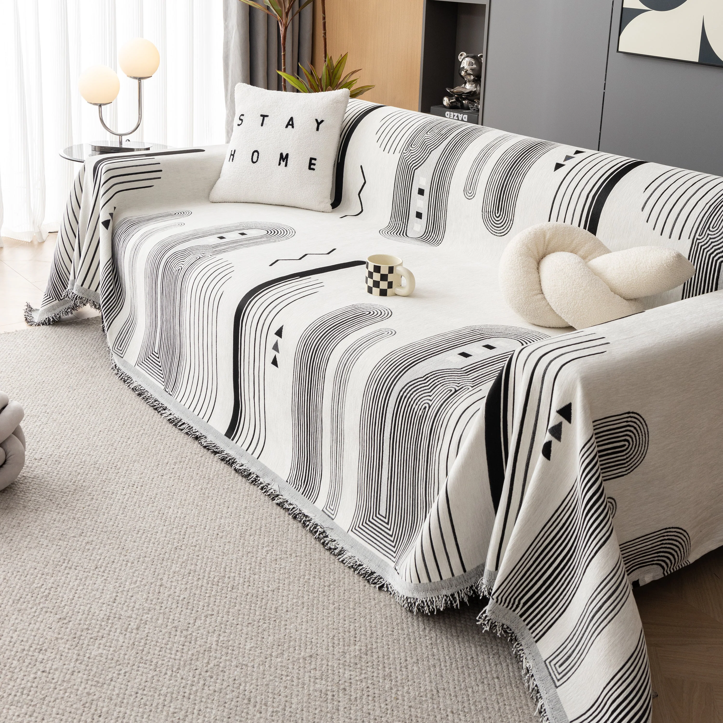 Boho Couch Throw Covers with Tassel Thick Durable Sofa Cover Blanket Furniture Slipcover Sectional - Image 48