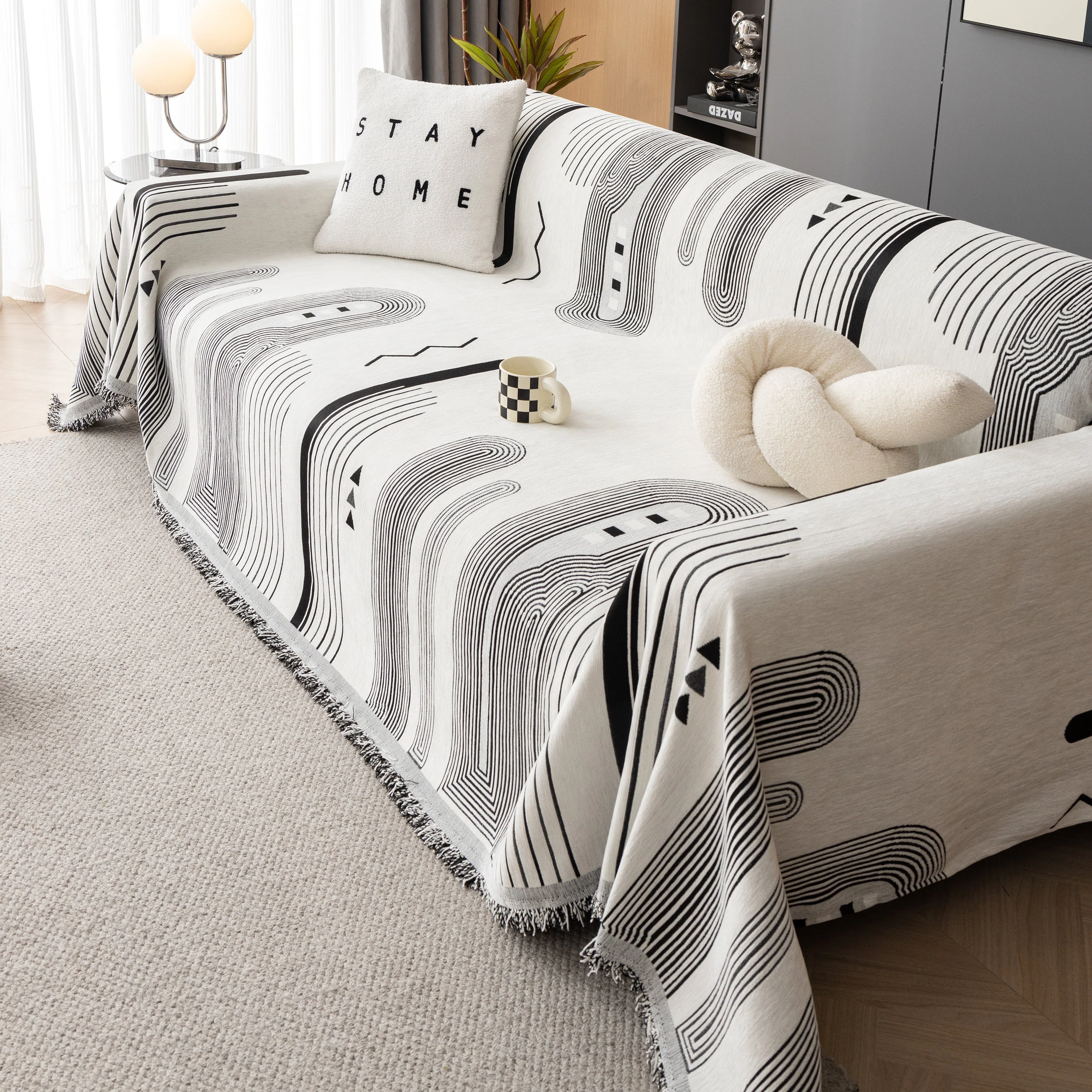 Boho Couch Throw Covers with Tassel Thick Durable Sofa Cover Blanket Furniture Slipcover Sectional - Image 49