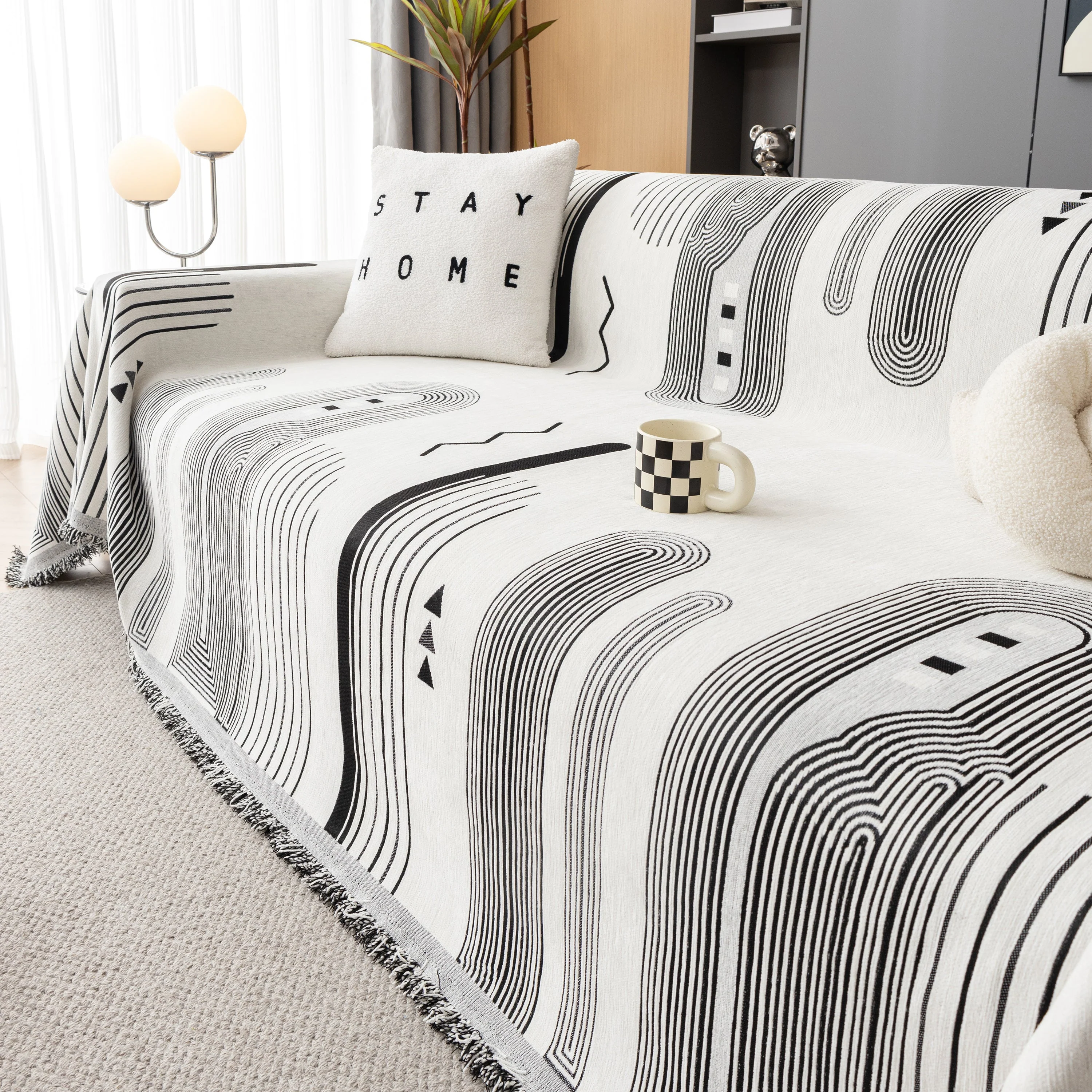 Boho Couch Throw Covers with Tassel Thick Durable Sofa Cover Blanket Furniture Slipcover Sectional - Image 50