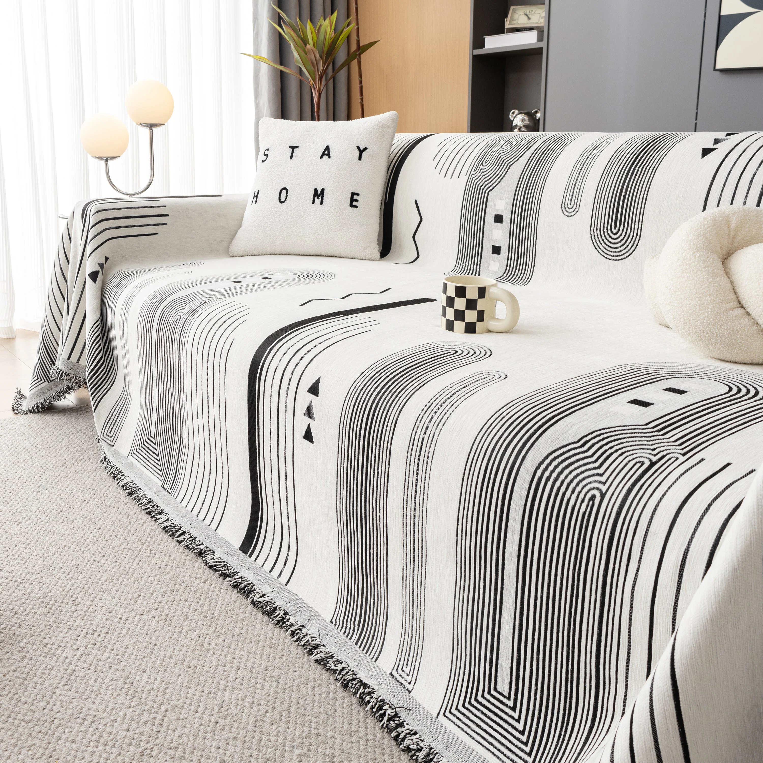 Boho Couch Throw Covers with Tassel Thick Durable Sofa Cover Blanket Furniture Slipcover Sectional - Image 51