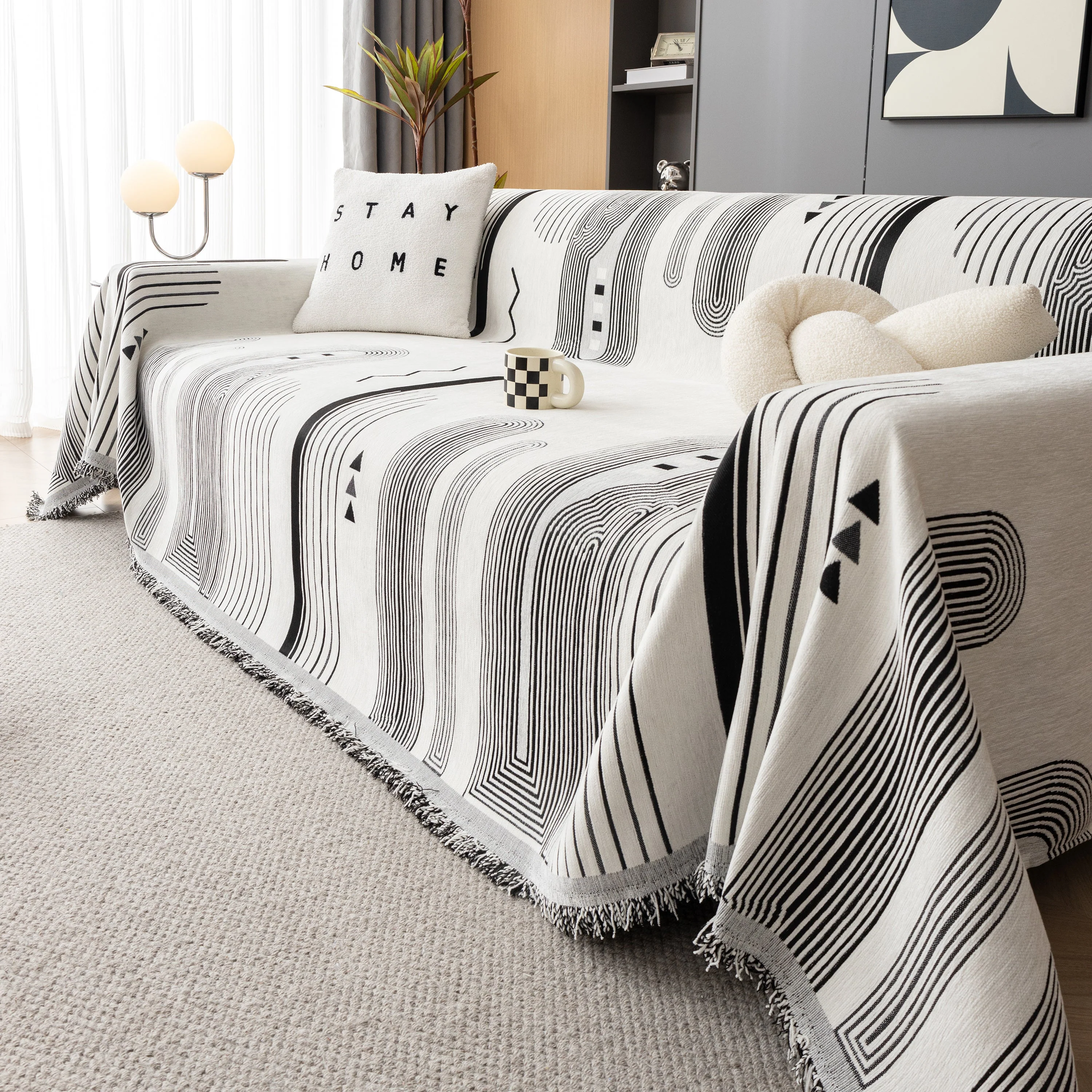 Boho Couch Throw Covers with Tassel Thick Durable Sofa Cover Blanket Furniture Slipcover Sectional - Image 52