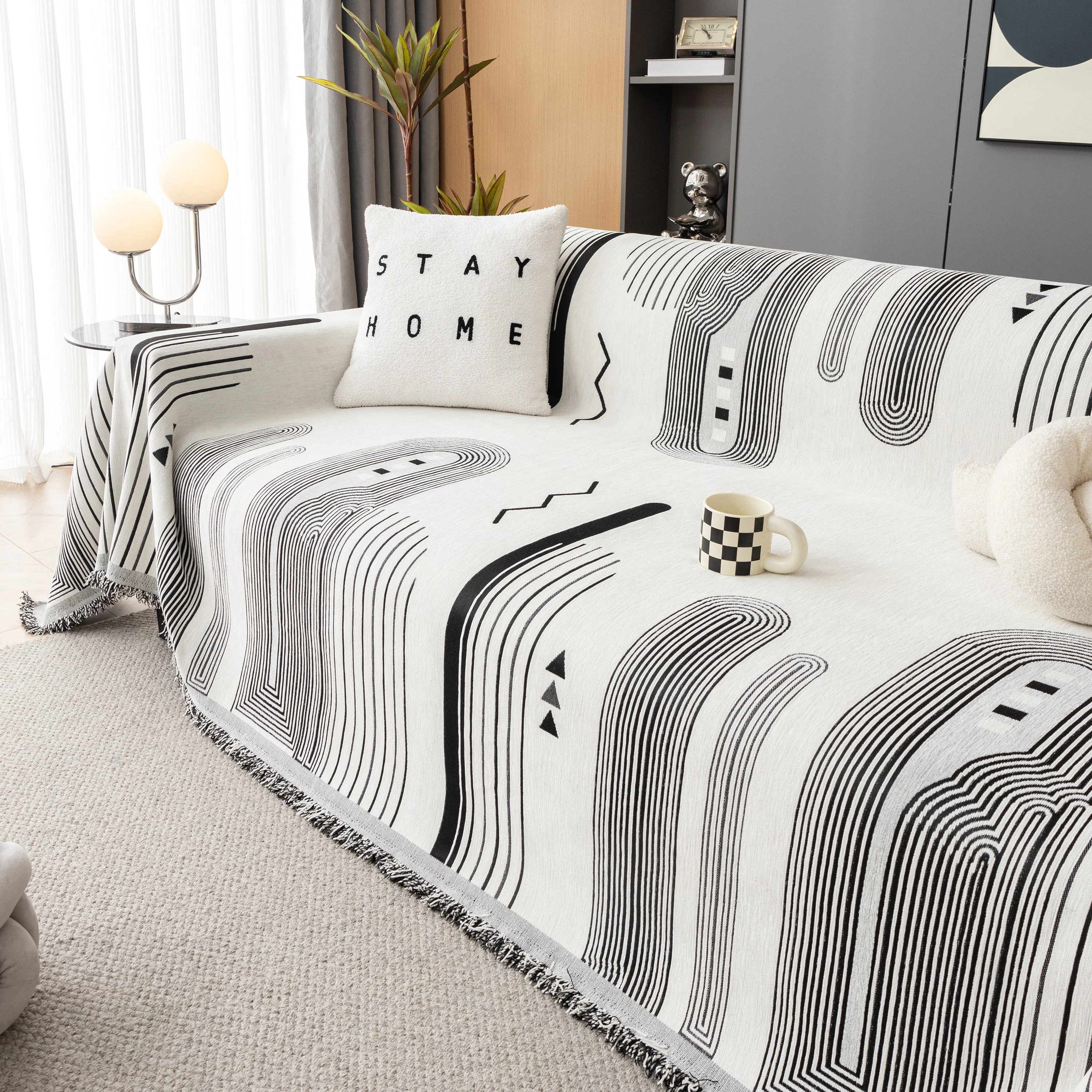 Boho Couch Throw Covers with Tassel Thick Durable Sofa Cover Blanket Furniture Slipcover Sectional - Image 53