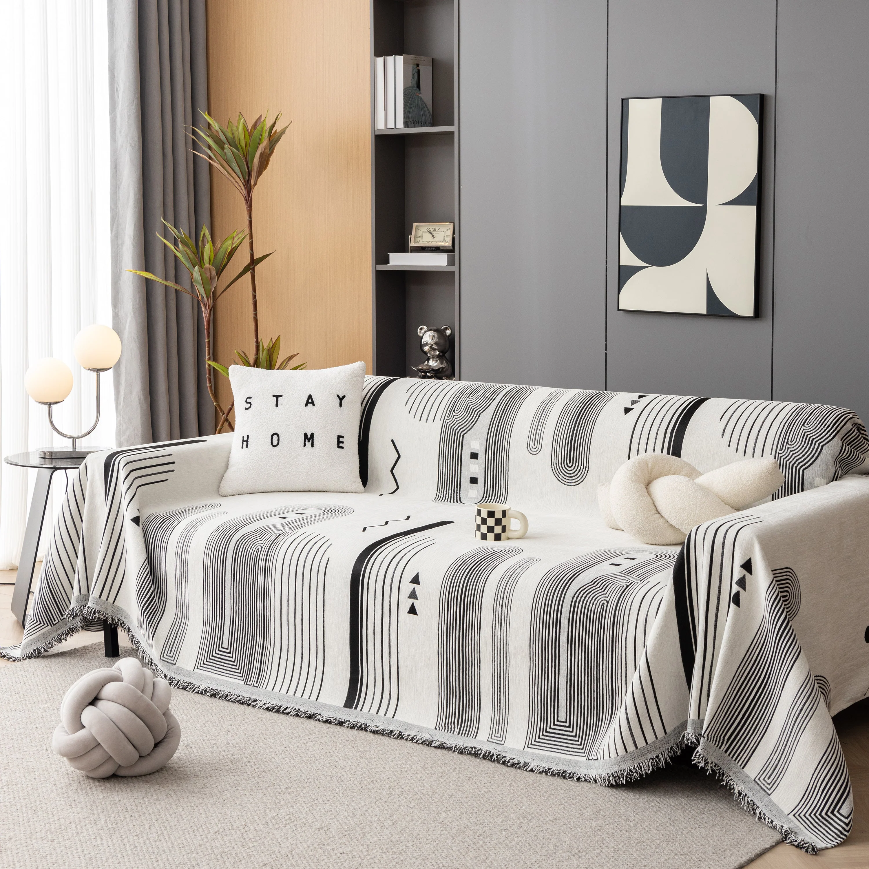 Boho Couch Throw Covers with Tassel Thick Durable Sofa Cover Blanket Furniture Slipcover Sectional - Image 54