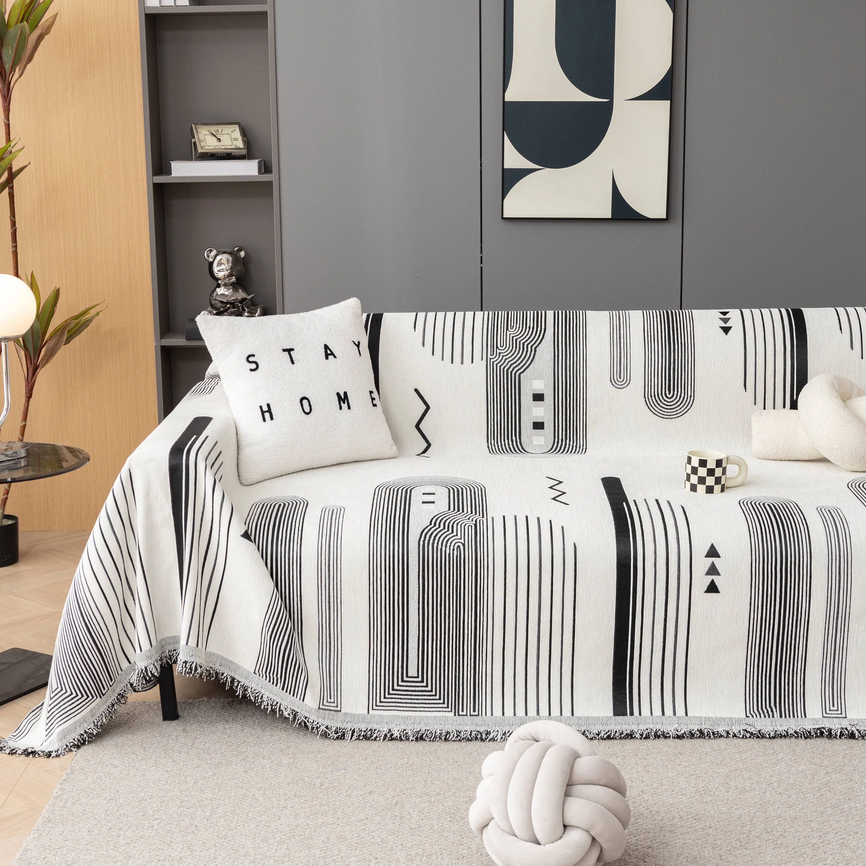 Boho Couch Throw Covers with Tassel Thick Durable Sofa Cover Blanket Furniture Slipcover Sectional - Image 55