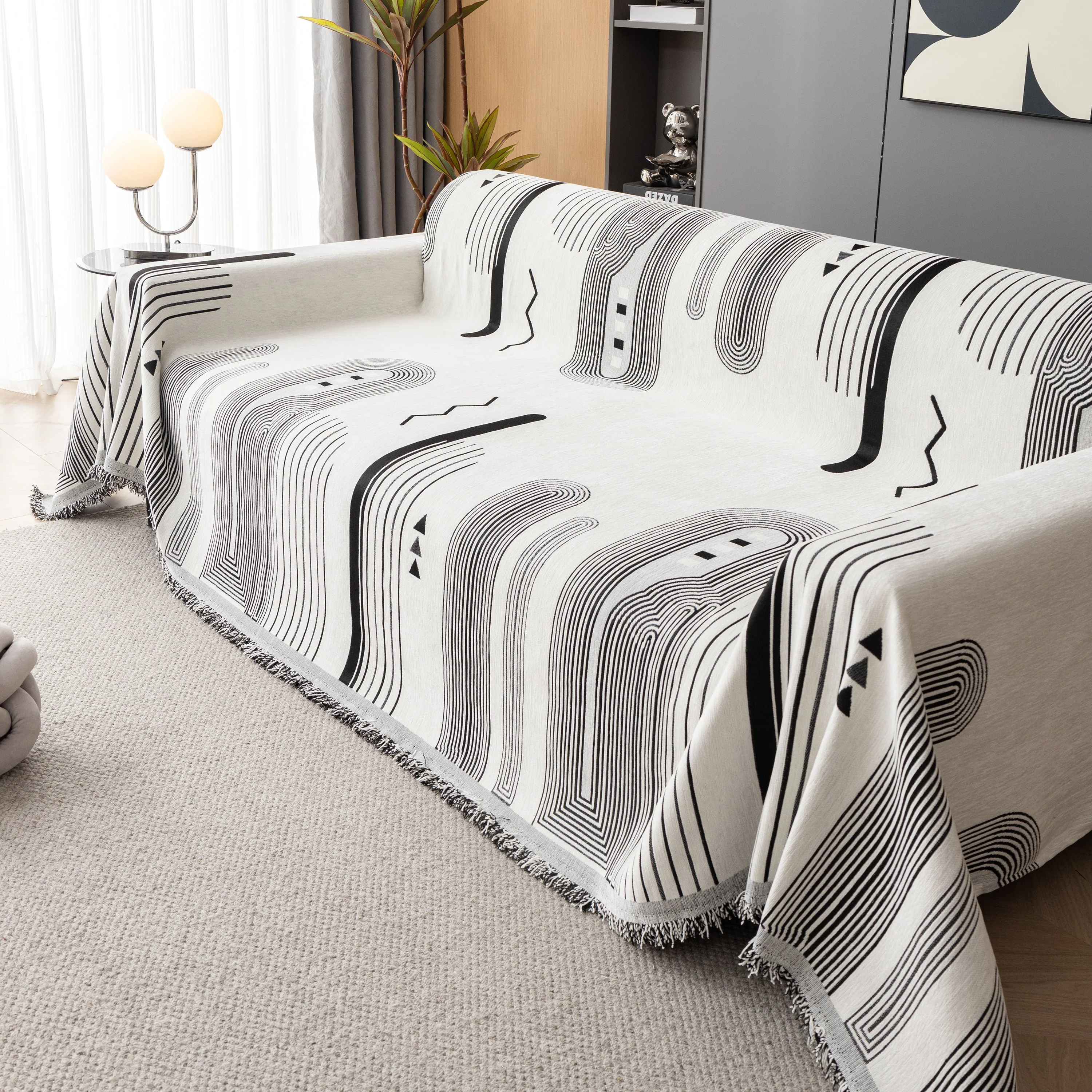 Boho Couch Throw Covers with Tassel Thick Durable Sofa Cover Blanket Furniture Slipcover Sectional - Image 57