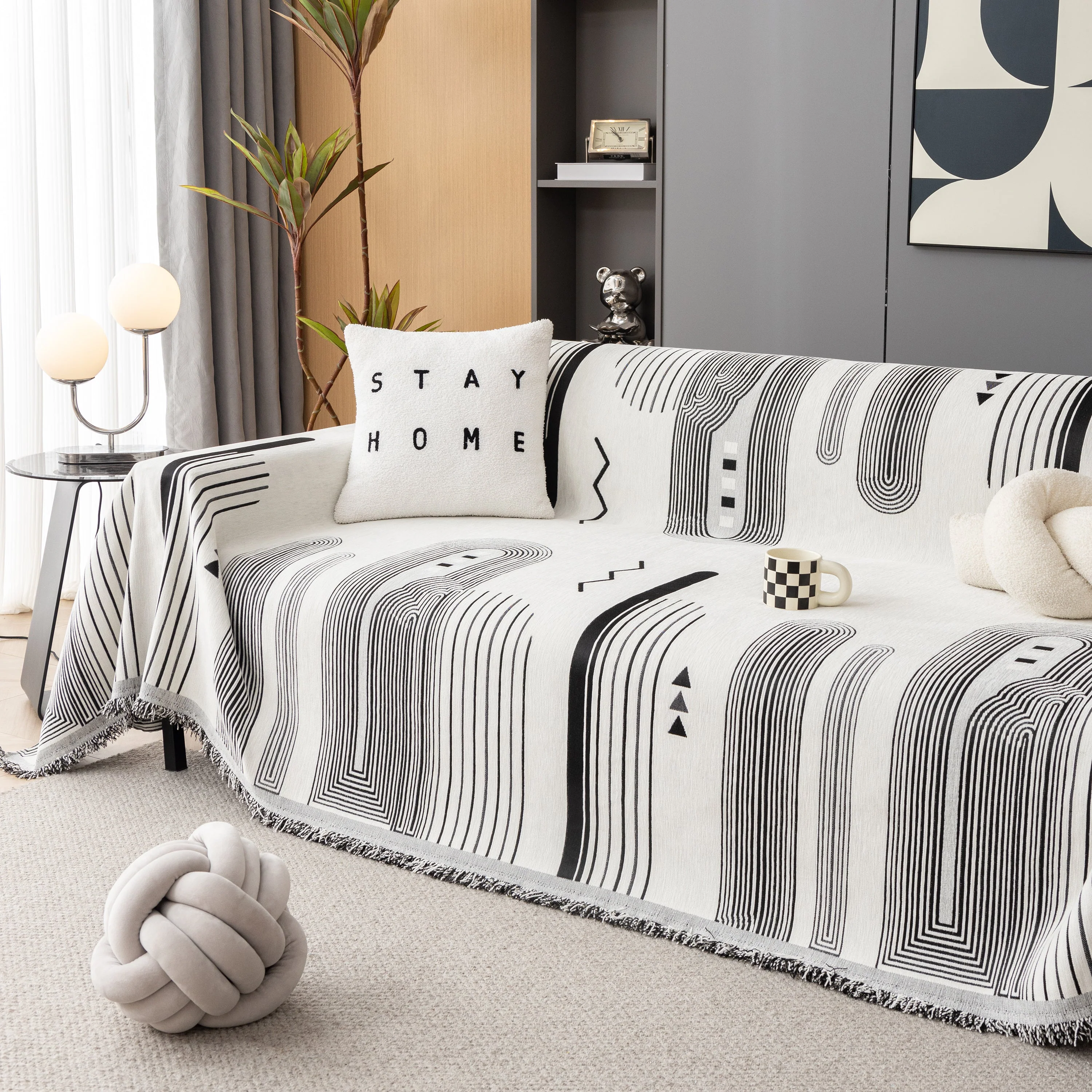 Boho Couch Throw Covers with Tassel Thick Durable Sofa Cover Blanket Furniture Slipcover Sectional - Image 58