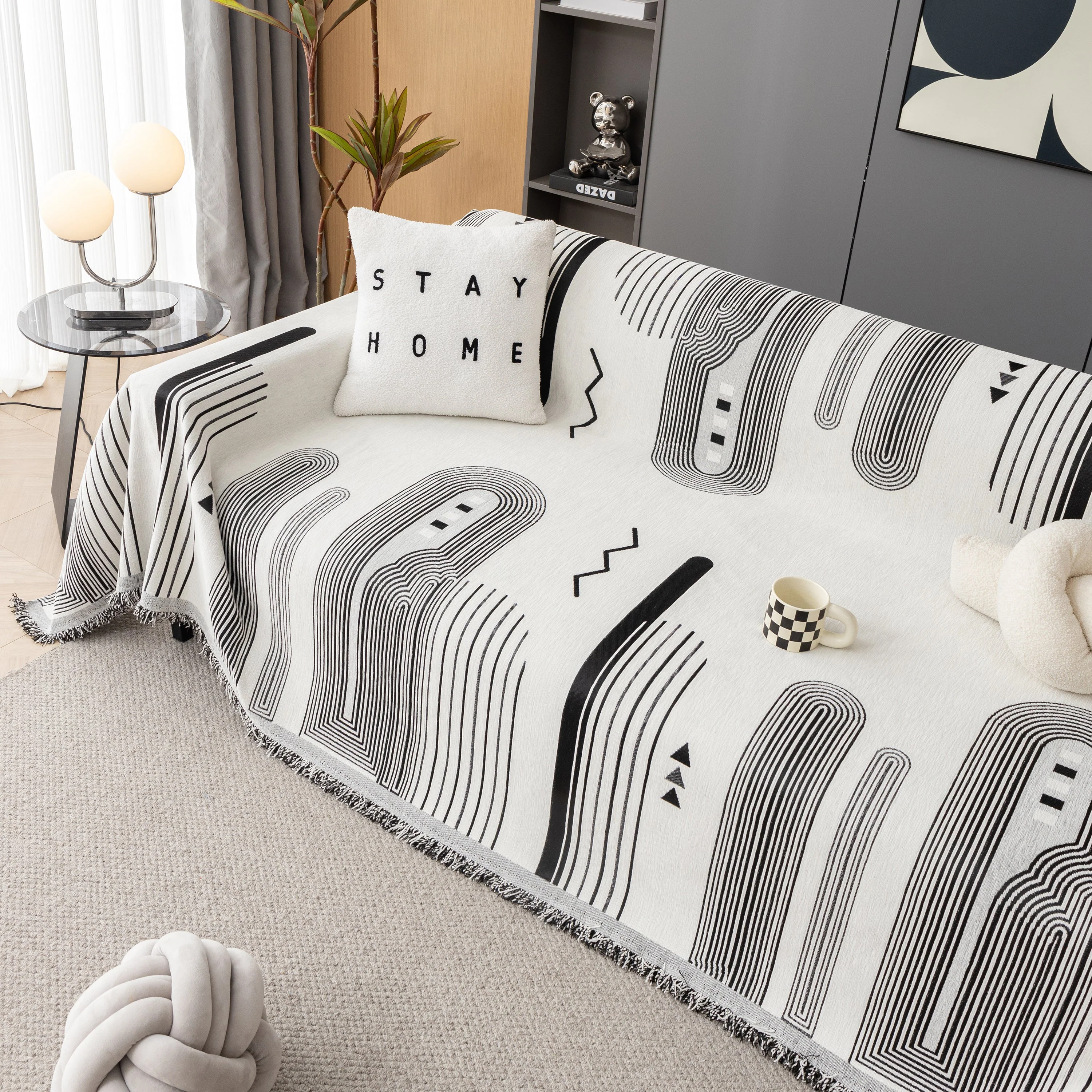 Boho Couch Throw Covers with Tassel Thick Durable Sofa Cover Blanket Furniture Slipcover Sectional - Image 59
