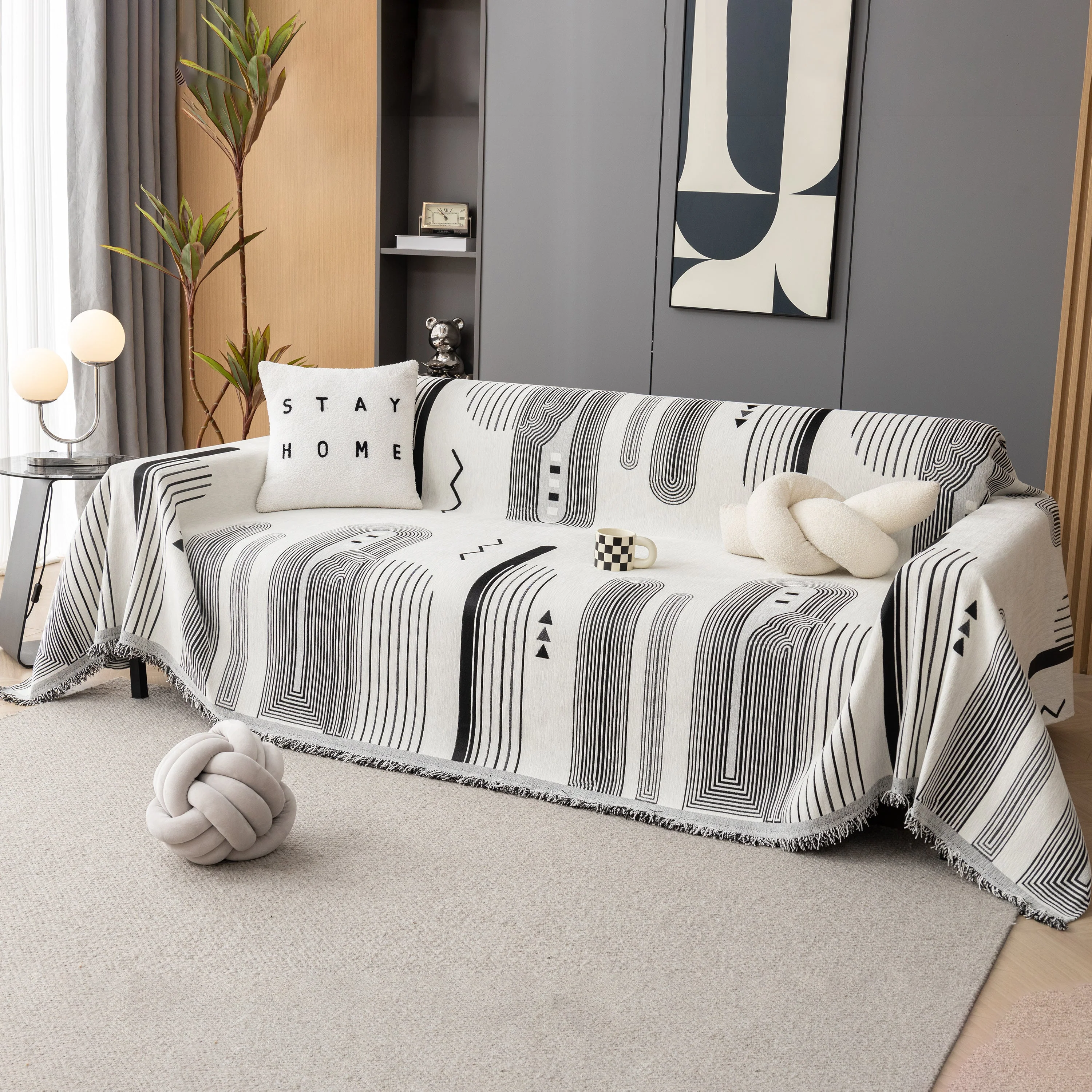 Boho Couch Throw Covers with Tassel Thick Durable Sofa Cover Blanket Furniture Slipcover Sectional - Image 60