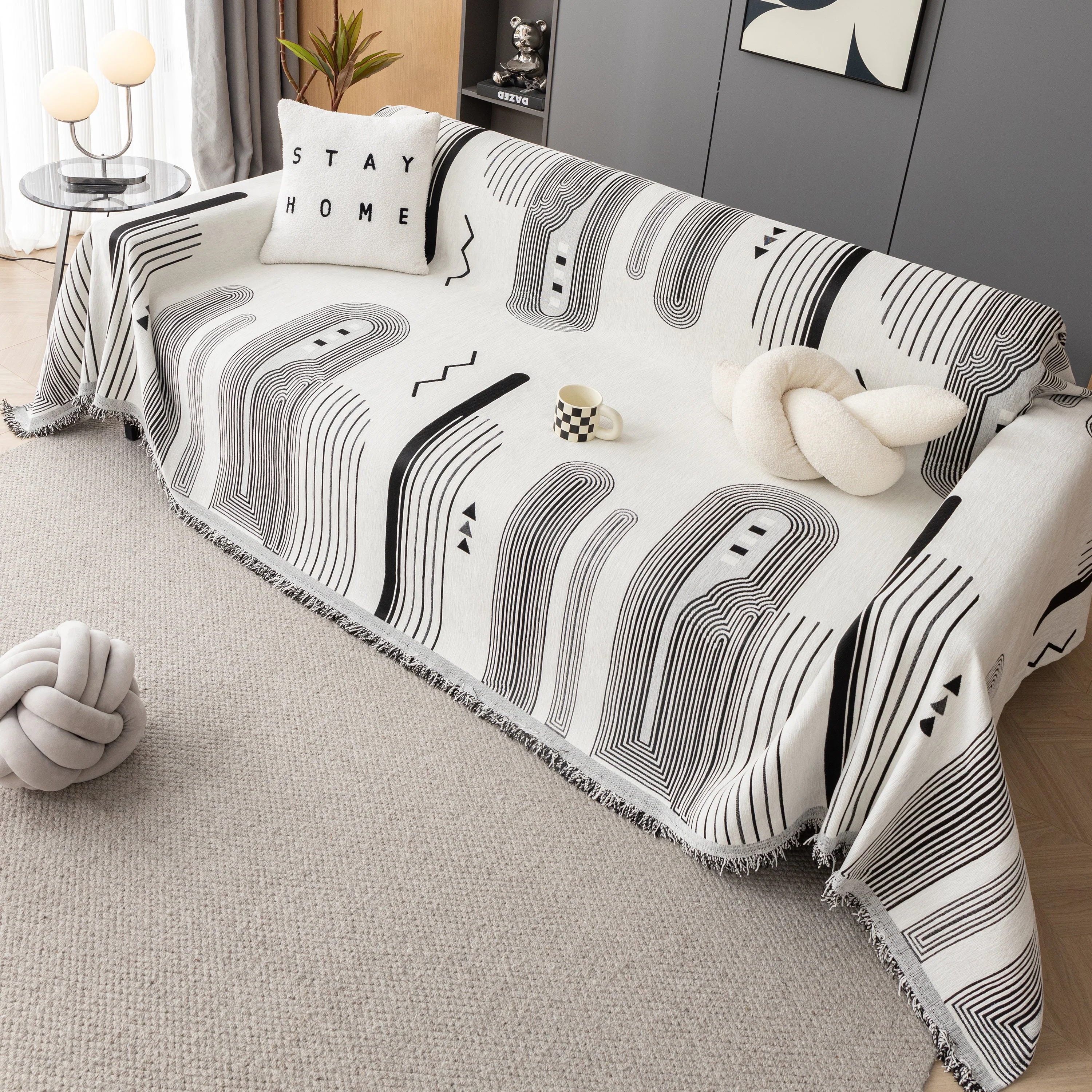 Boho Couch Throw Covers with Tassel Thick Durable Sofa Cover Blanket Furniture Slipcover Sectional - Image 61