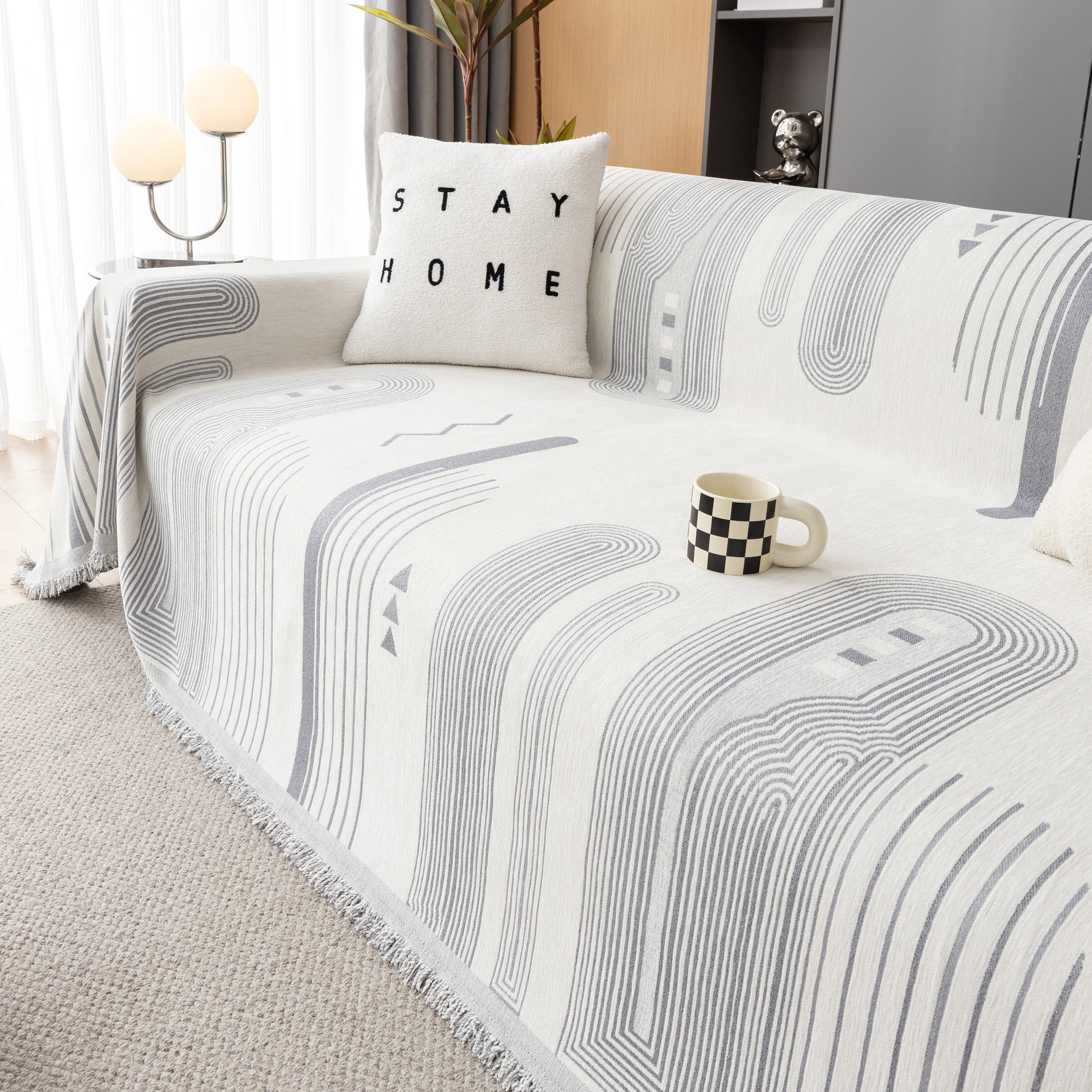 Boho Couch Throw Covers with Tassel Thick Durable Sofa Cover Blanket Furniture Slipcover Sectional - Image 73
