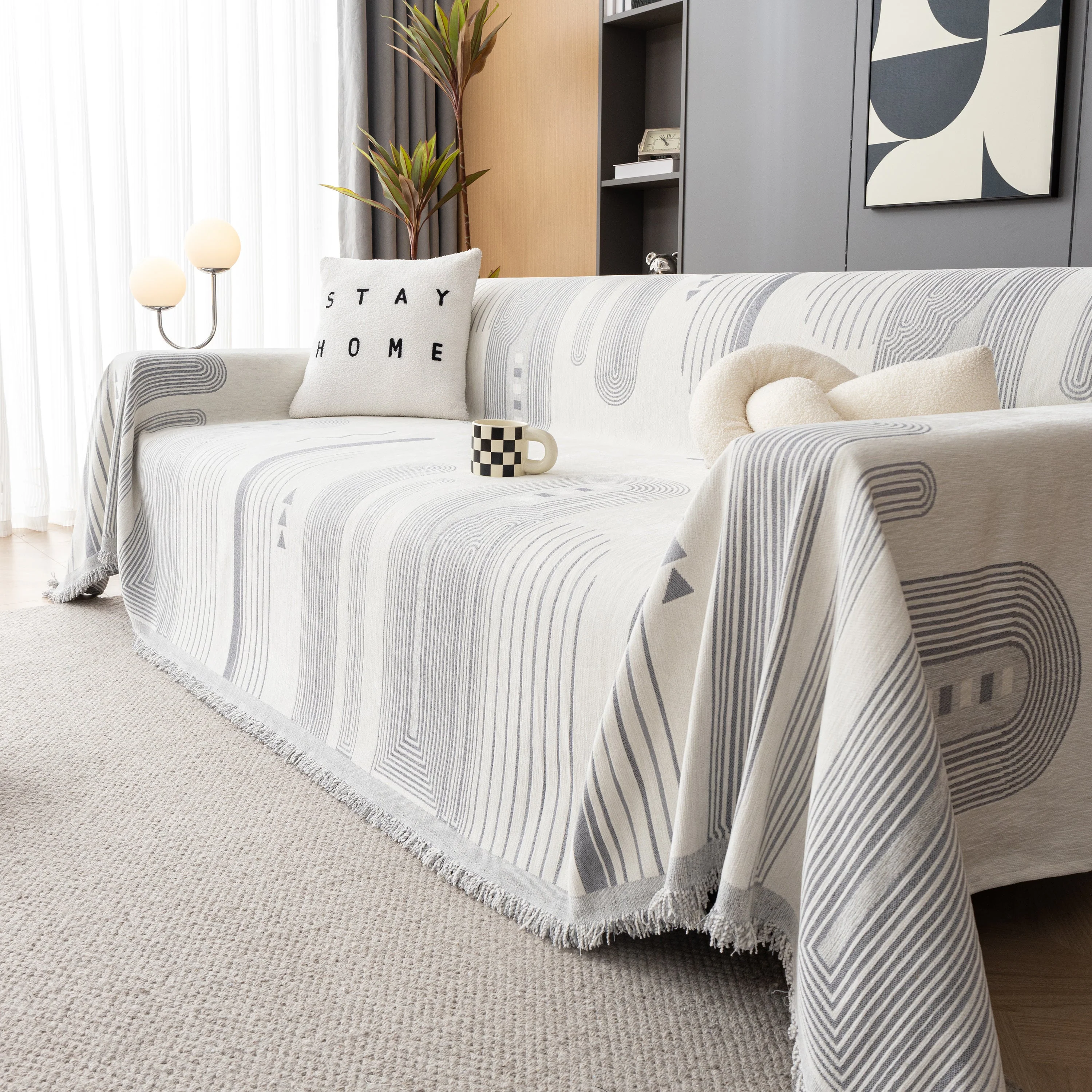 Boho Couch Throw Covers with Tassel Thick Durable Sofa Cover Blanket Furniture Slipcover Sectional - Image 74