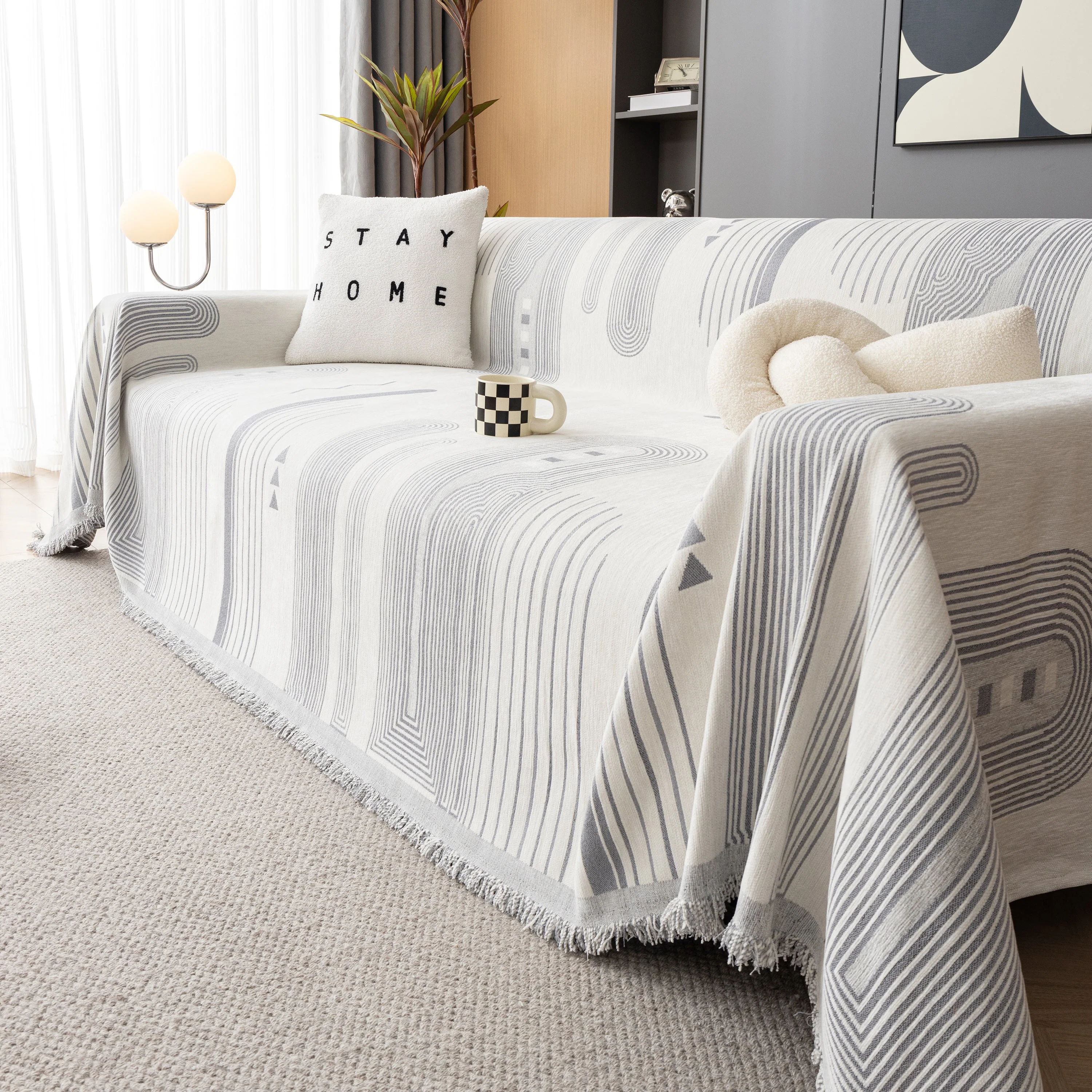 Boho Couch Throw Covers with Tassel Thick Durable Sofa Cover Blanket Furniture Slipcover Sectional - Image 75